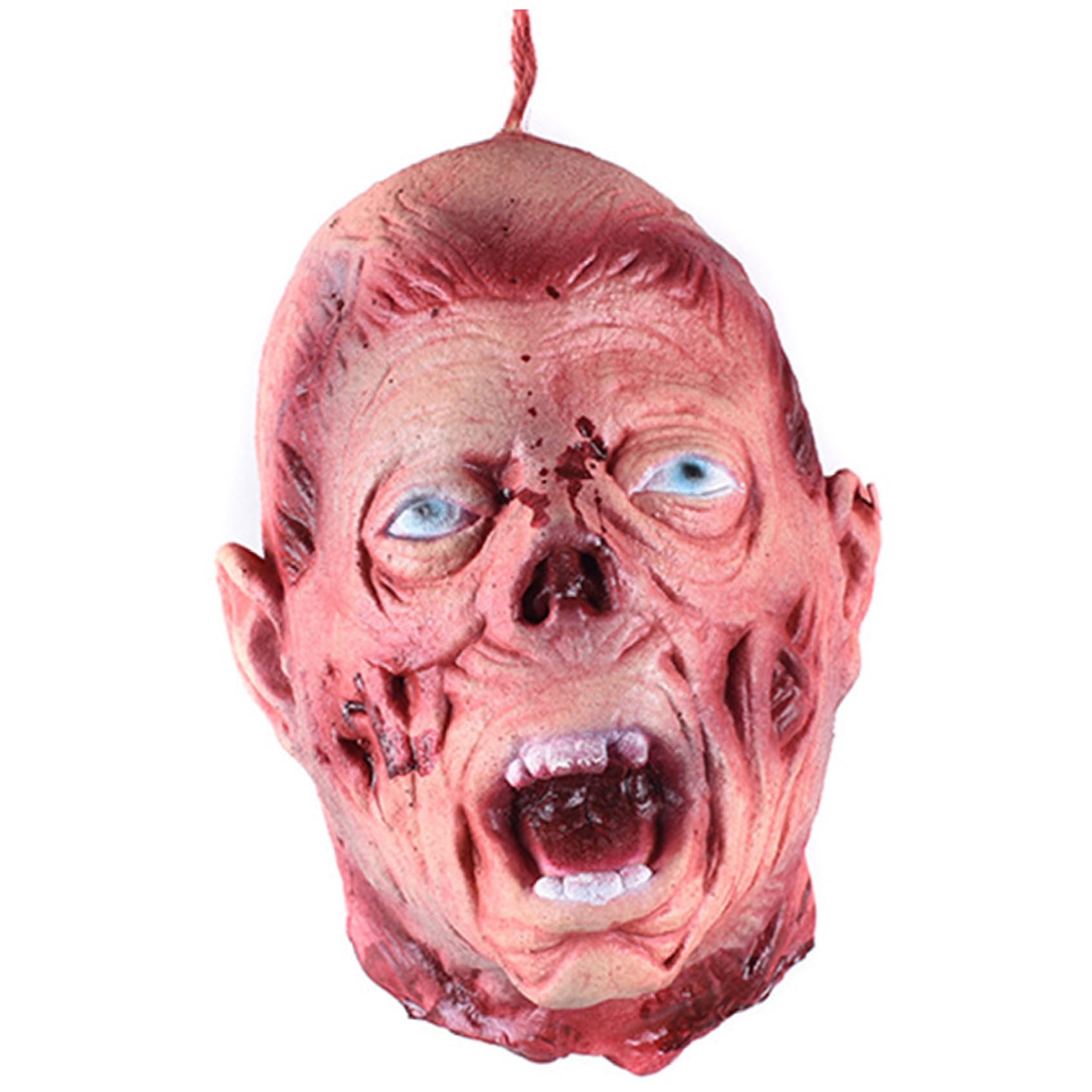 Perodlly Severed Head Hanging Scary Cut Off Severed Head Prop Realistic Body Parts Decorative Latex Horror Props for Party Haunted House Prank Movie ..