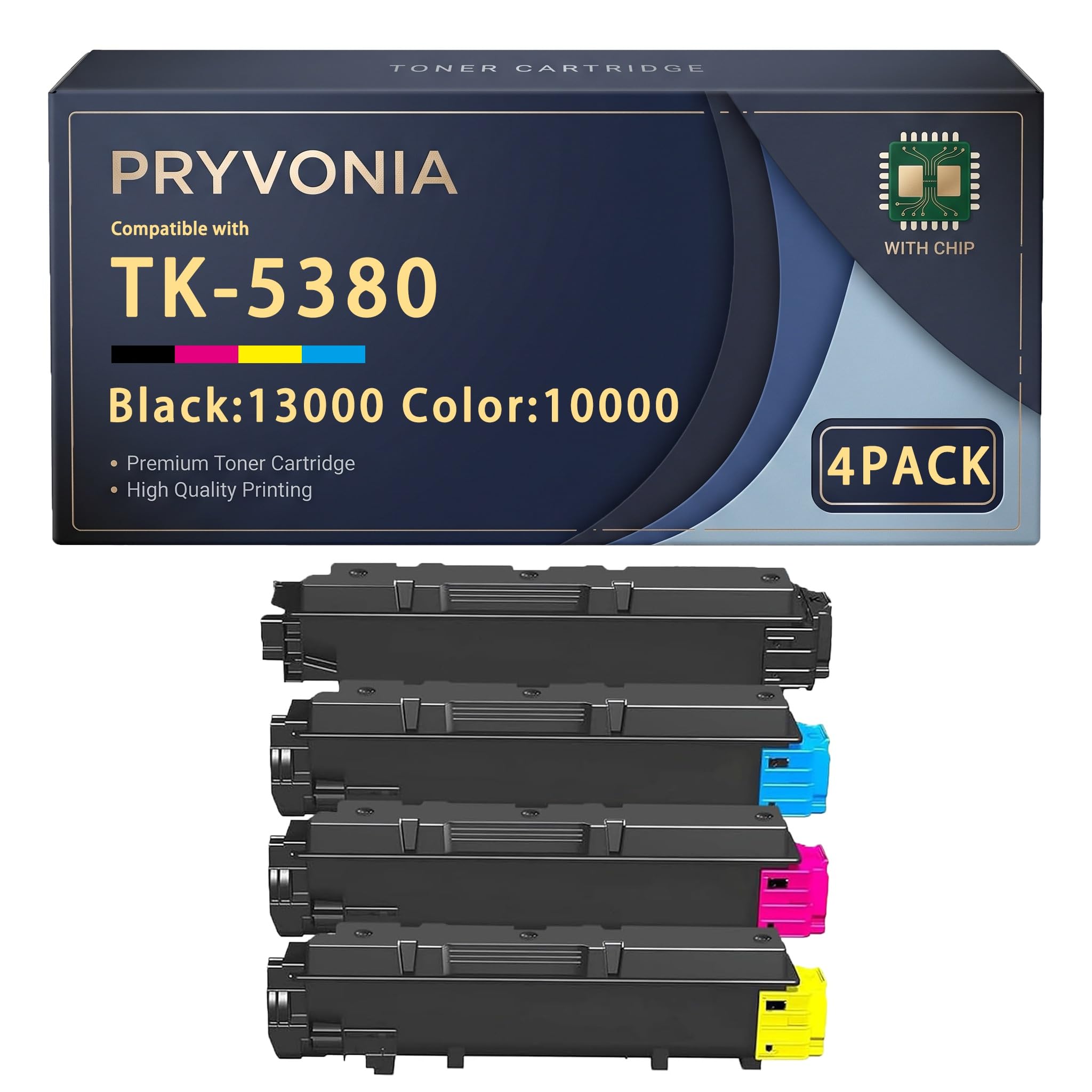 TK-5380 toner 4-pak z chipem do Kyocera ECOSYS PA4000cx MA4000cix MA4000cifx, TK-5380K/C/M/Y 1T02Z00NL0 1T02Z0CNL0 1T02Z0BNL0 1T02Z0ANL0, Czarny 13.0 Czarny 100 stron, CMY każda 10 000 stron
