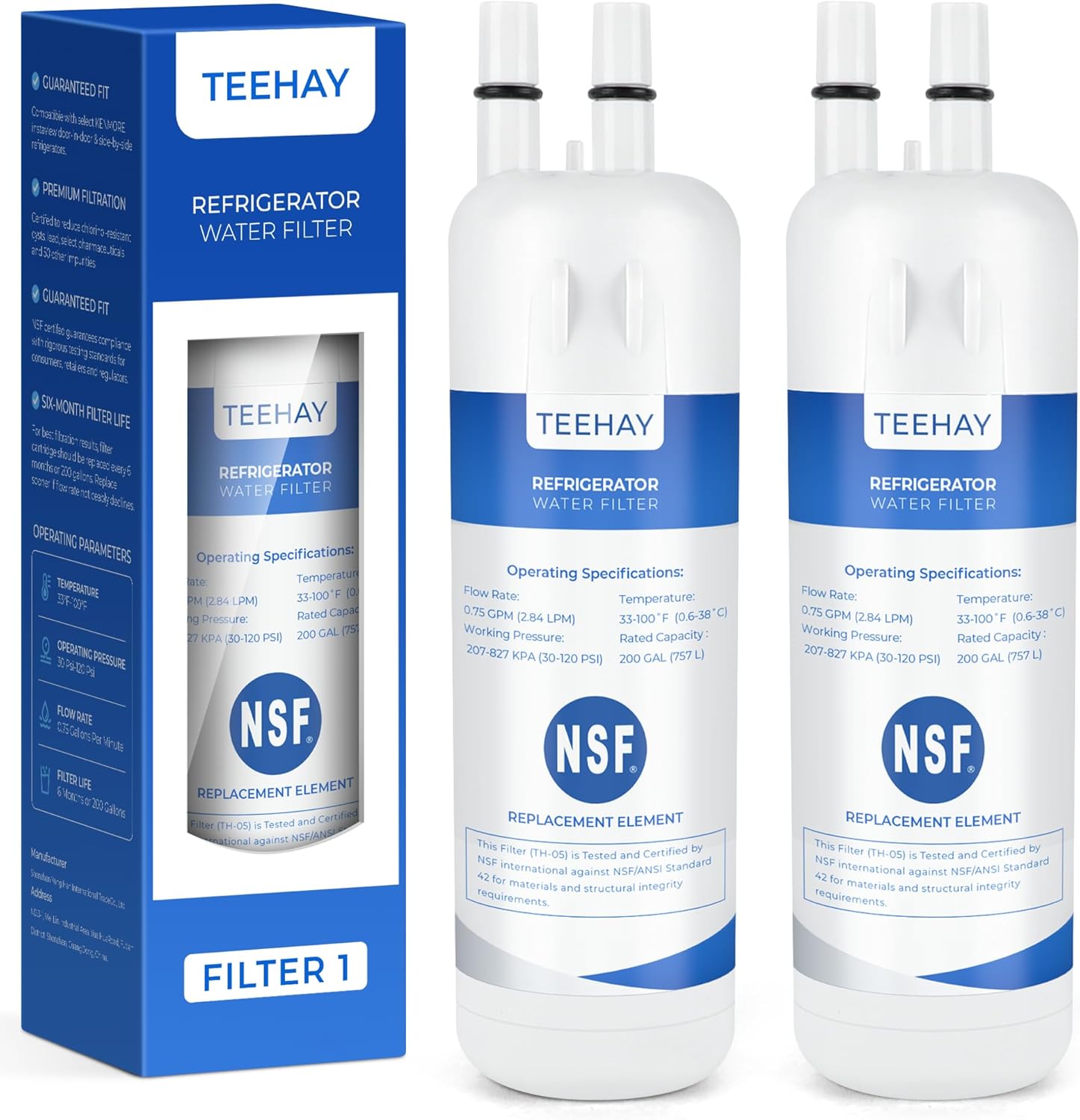 TEEHAY 9081 Water Filter Replacement, Compatible with Whirlpool P5WB2L, P4RFWB, Kenmore P4RFKB2, Kenmore 9930, 46-9930, 9081, 46-9081, 9930P, 469930, 04609930000 (2 Pack)