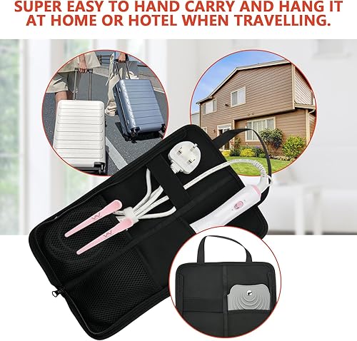 Miniatura 4 de Beautyflier Funda de hierro plano de 2 piezas, lona resistente al calor, bolsa de soporte para alisador de pelo, funda de viaje para alisador de