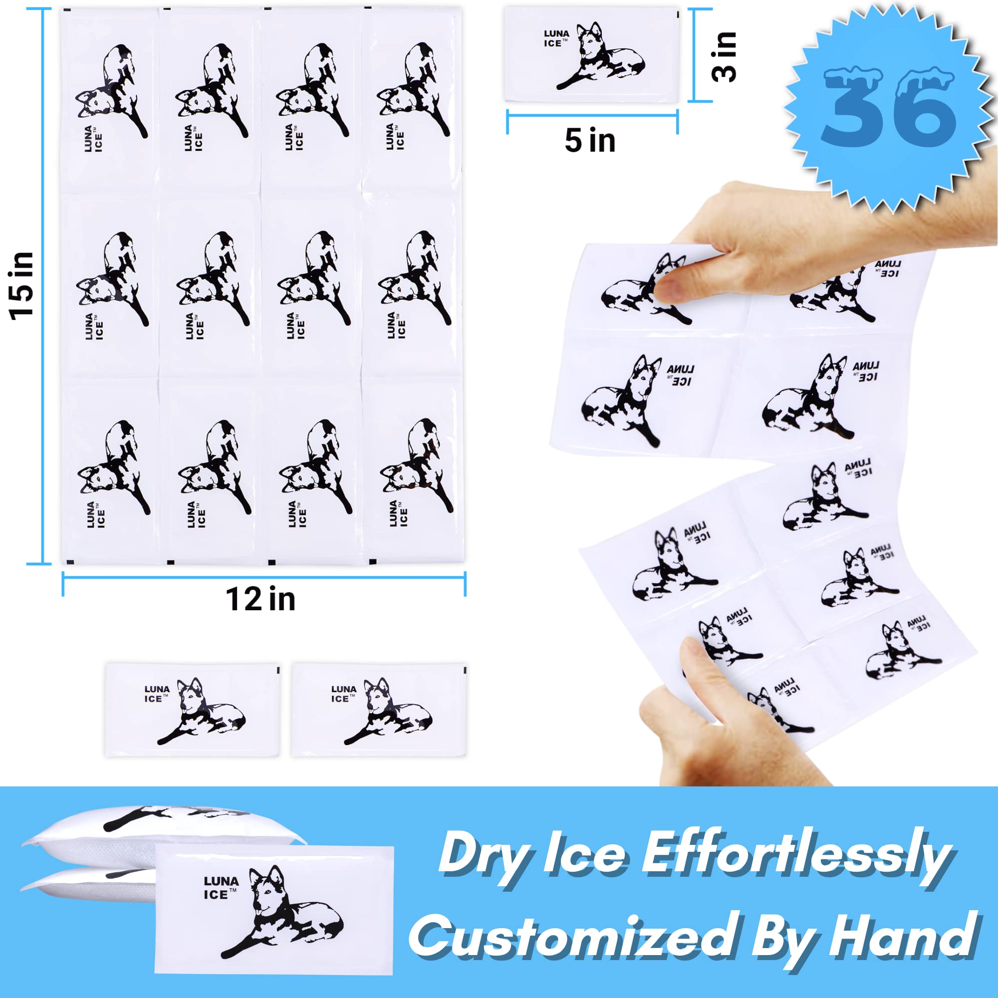 Luna Ice 36 Pack Dry IceDry ice for Shipping Frozen FoodBulk Ice