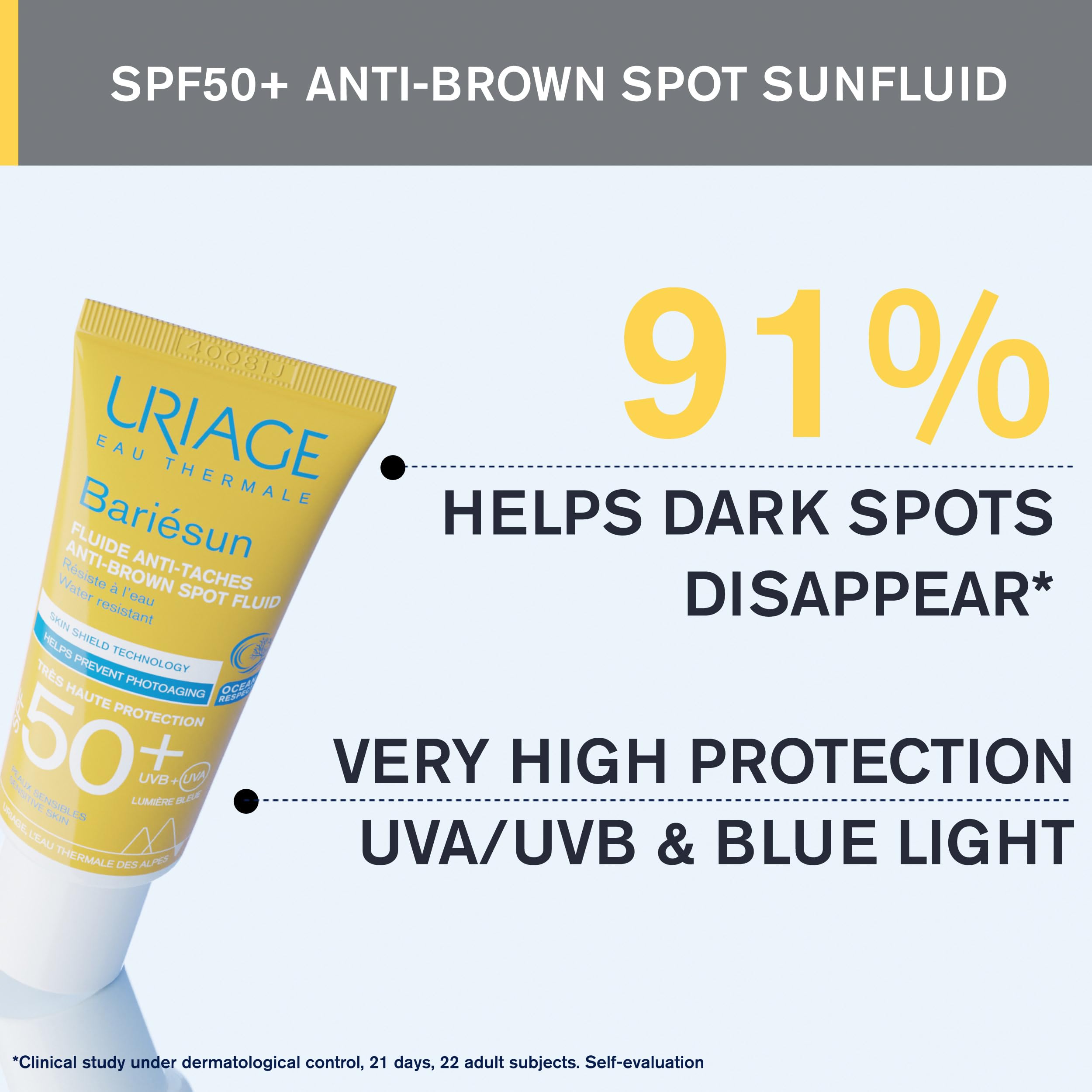 Uriage, Bariésun Anti-Brown Spot Fluid Skin Shield Technology SPF50+ 40ml, For Sensitive Skin, Daily Sunscreen Application - Image 3