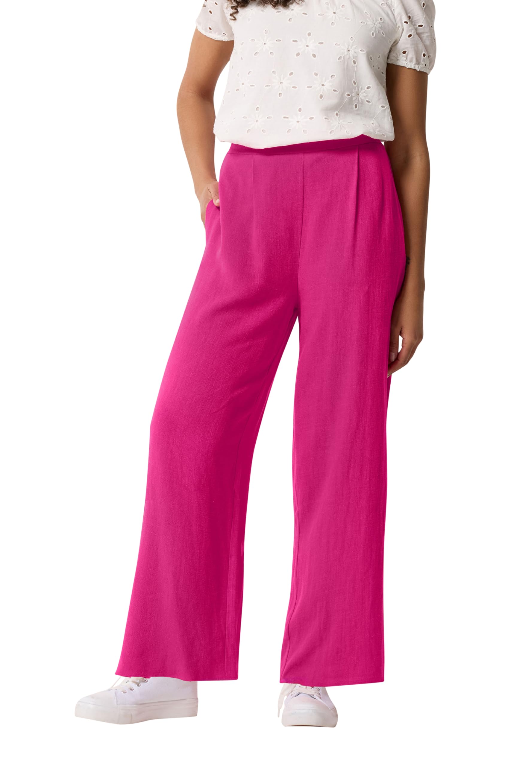 M&Co Pink Linen Wide Leg Trousers - Women's