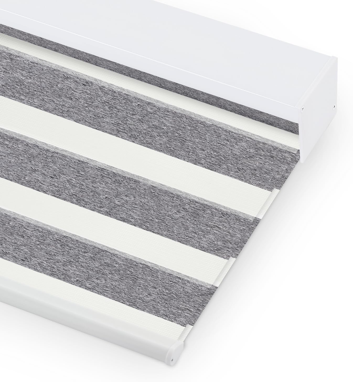 Bringnox Smart Motorized Zebra Roller Blinds - 100% Blackout, Remote Control, Works with HomeKit, Google Home & Alexa via Hub, Custom Size(100% Blackout White Stone-38)