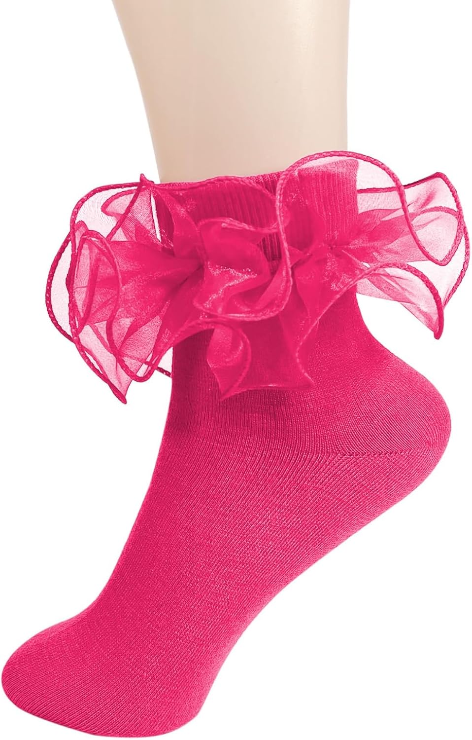 Big Ruffle Ankle Socks Woman Cotton Adult Double Lace Turn Cuff Sock for Women Cute Frilly Dress Socks