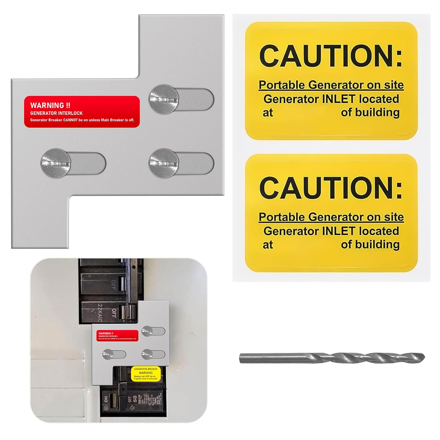 2Set Generator Interlock Kit Compatible with General Electric GE 150 or 200 Amp Panels,1 1/4" Spacing Between Main and Branch Breakers,Professional Interlocking Kit（2Set）