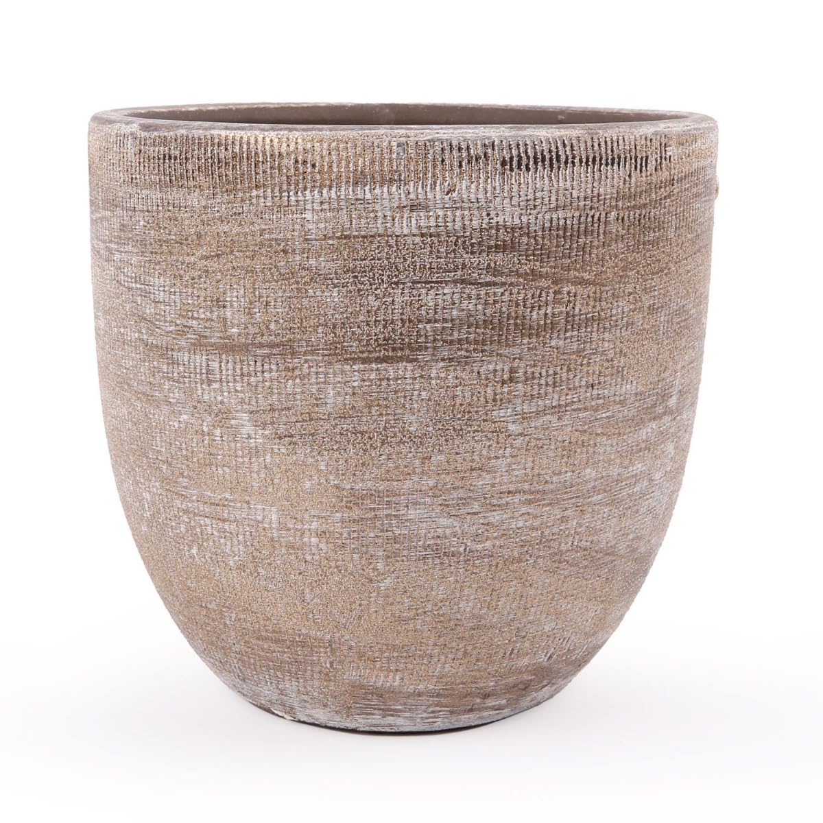 Doniczka ceramiczna INNA-Glas KAMUNI, szaro-zielona, 31 cm, Ø 33 cm | w podłużne paski - doniczka