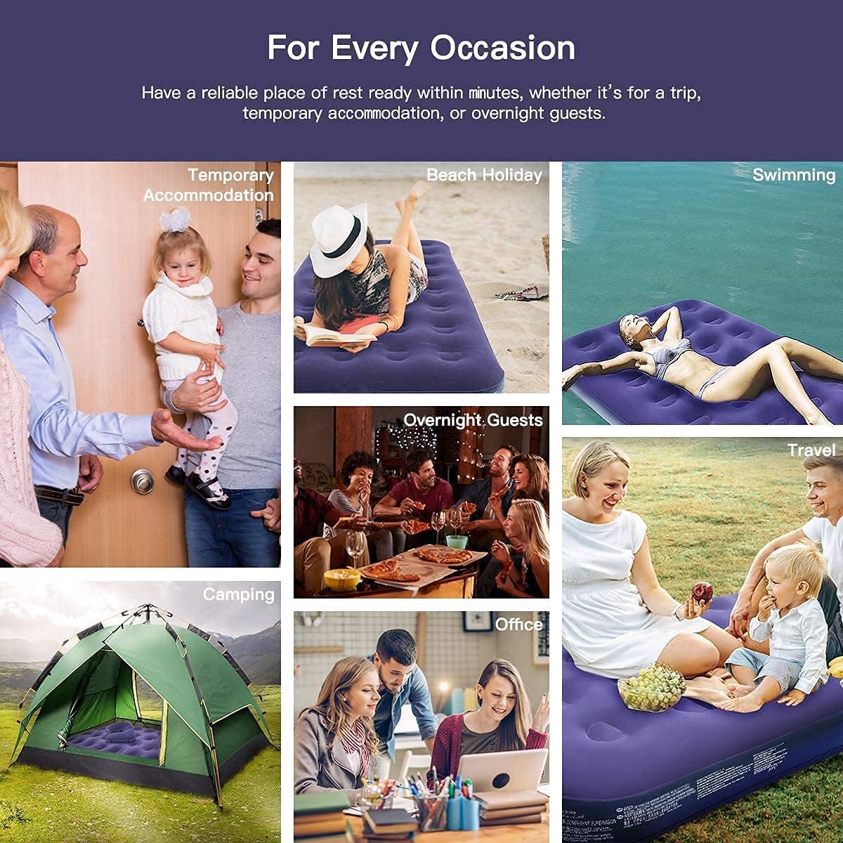 Giftway Queen Camping Air Mattress Inflatable Air Bed - Inflatable Air Mattresses with Flocked Top Foldable Blow Up Bed for Camping Tent /Guest/Travelling - Housewarming Gifts for Women/Men/Kids : Home & Kitchen