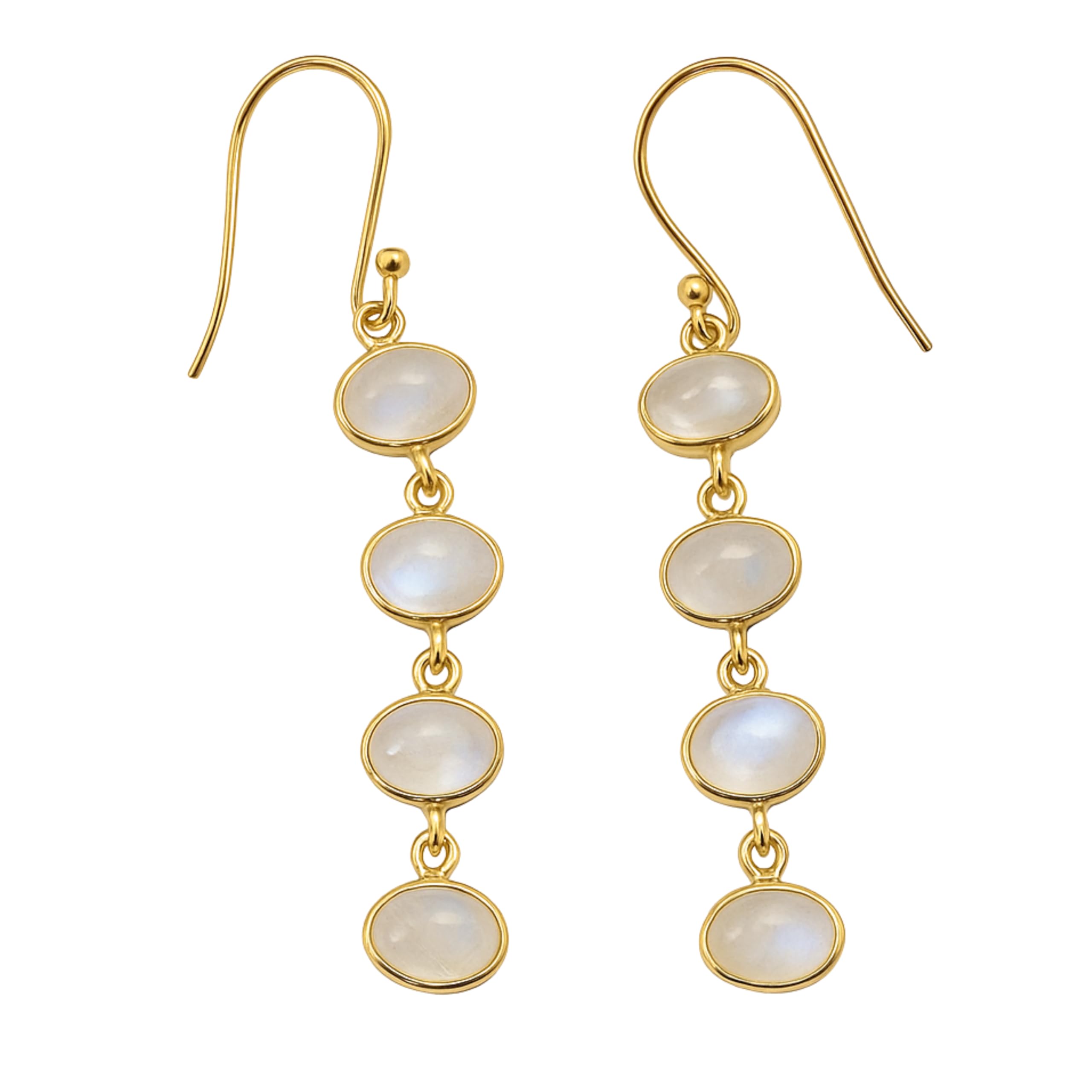 Pendientes de Plata 925 con Baño de Oro Piedra Luna