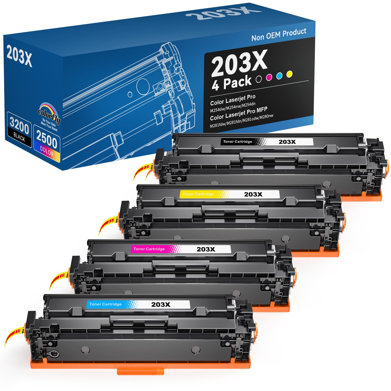 colorfly 203X CF540X Toner Cartridge Compatible for HP 203X 203A | CF540X/CF541X/CF542X/CF543X Replacement with Color Laserjet Pro M254dw/M254nw/M254dn MFP M281fdw/M281fdn/M281cdw/M280nw-picture-15