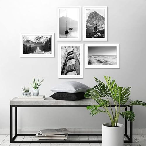 Vista 329 de Americanflat Portarretratos de 5 x 6 pulgadas con plexiglás pulido, juego de 5 portarretratos de 2 x 3 pulgadas con paspartú o para fotos de 5 x 6