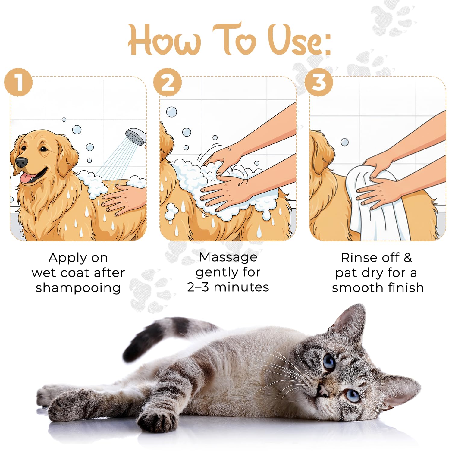 FizzPro Shea Butter 2-in-1 Pet Shampoo + Conditioner for Dogs & Cats 300 ml | Deep Moisturising, Softening & Nourishing Coat Care 3