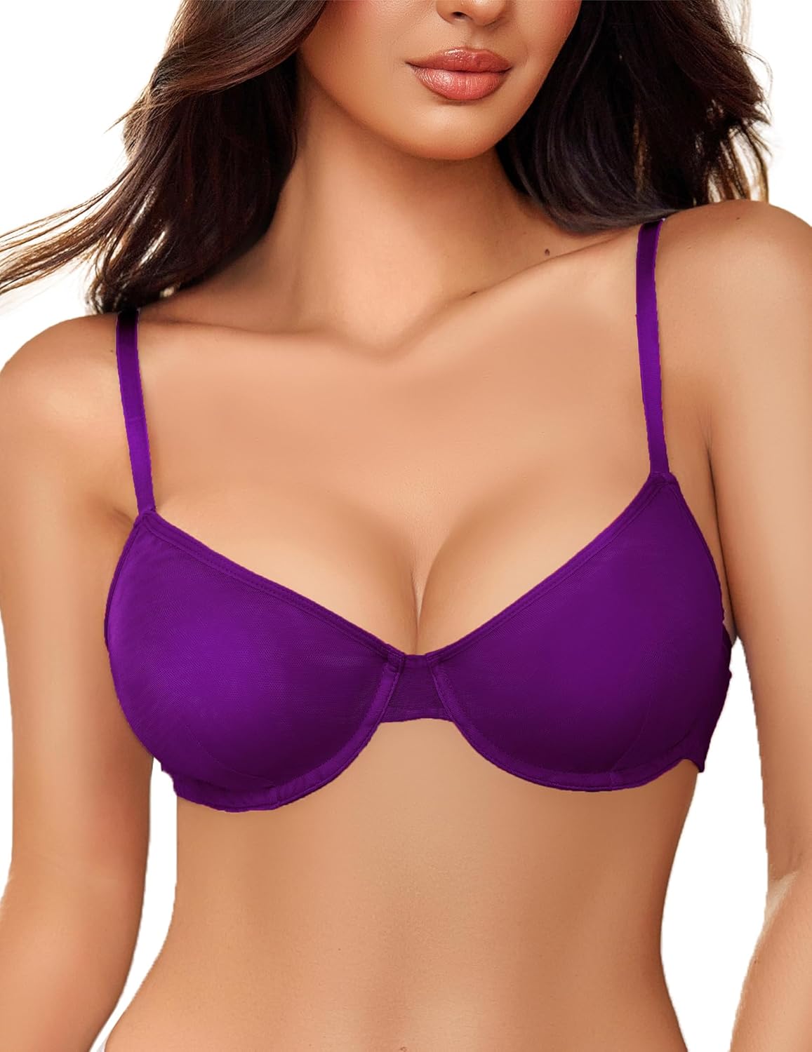 Avidlove Women Sexy Bra Sheer Mesh Unlined Underwire Bra See Throuh Support Everyday Bra