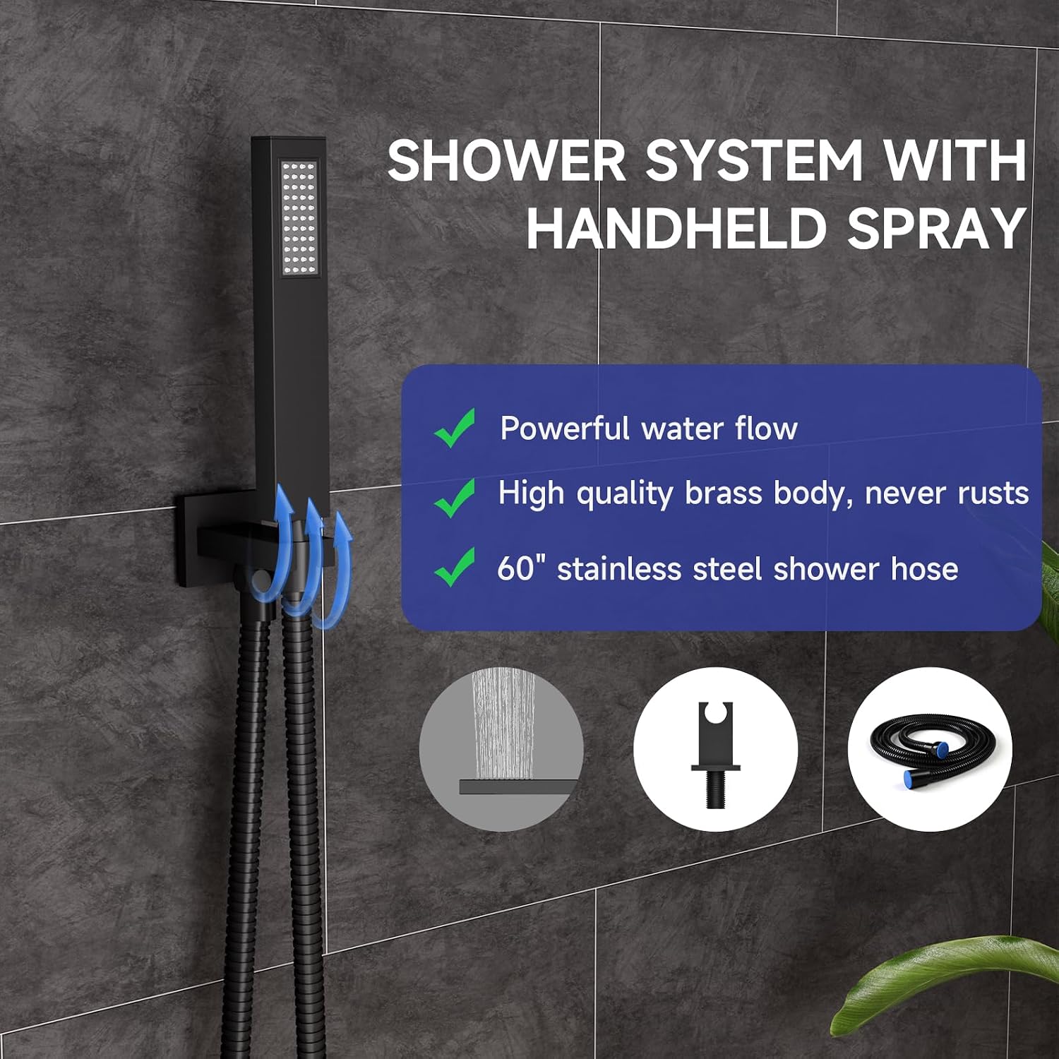 Full Body Shower System, 24" Thermostatic Rain Shower System with Body Jets, Large Luxury Multi Shower Head System with Swivel Water, Waterfall, Handheld, Ceiling Rainfall Shower System