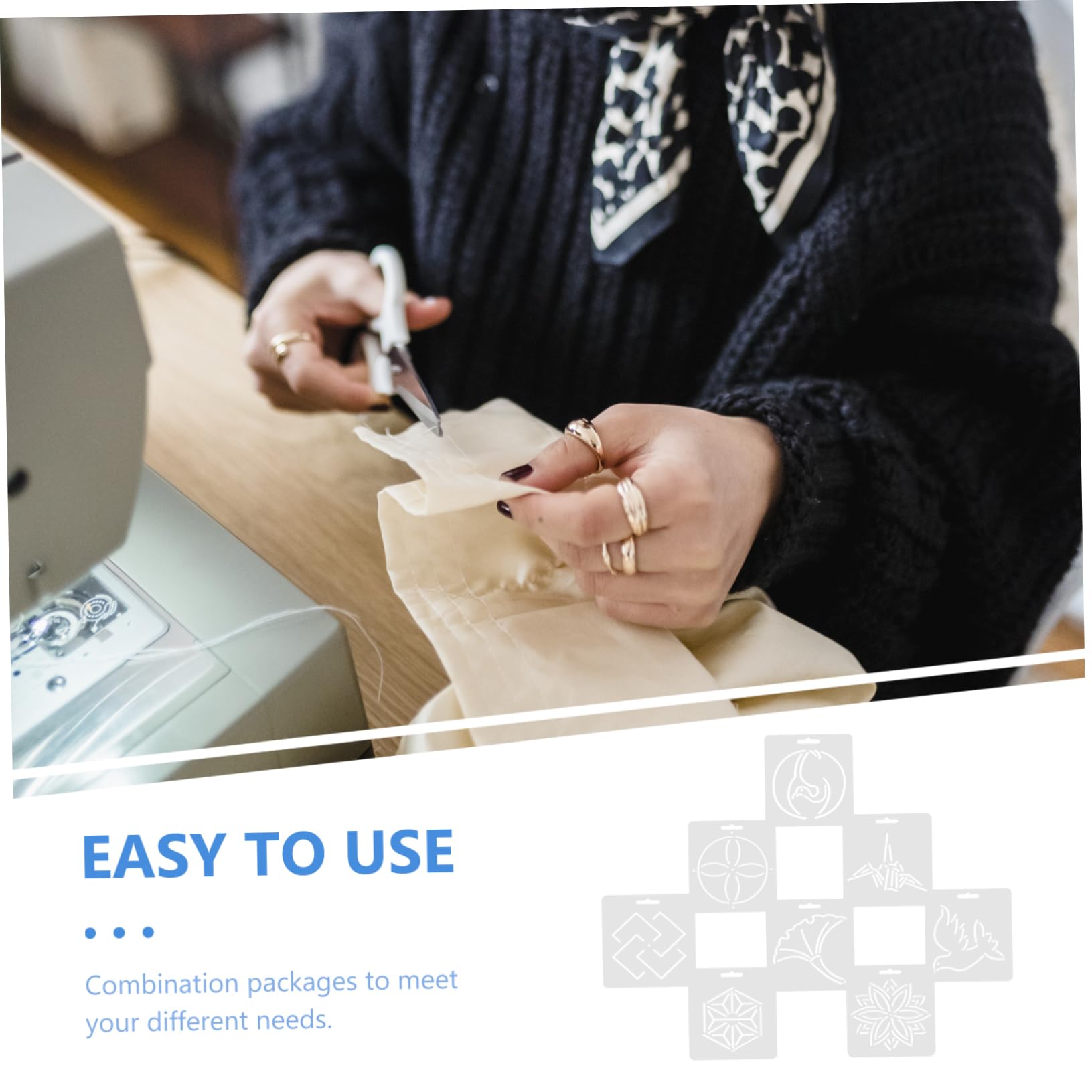 Regla de Patchwork Acrílica Portátil, 8 Piezas para Costura | Plantillas Sencillas para Confección, Formato Práctico Multiusos, Uso en Trabajo Textil