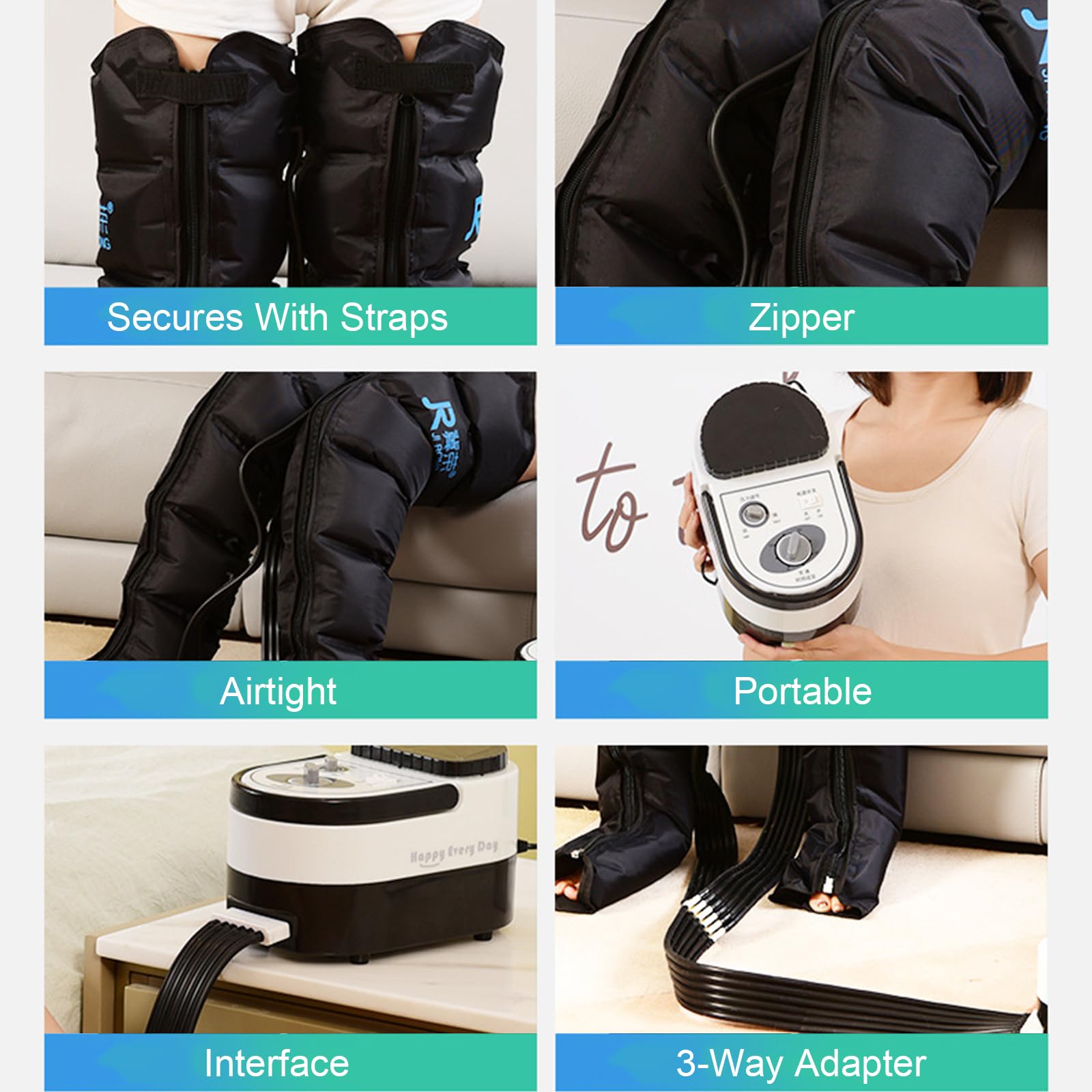 Masaje De Piernas Presoterapia Para Casa Abdomen Y Piernas | 6 Camaras Botas De Compresión Para Piernas Completas, Compresión De Aire Masajeador De Pies Y Piernas Para Favorece Una Mejor Circulación
