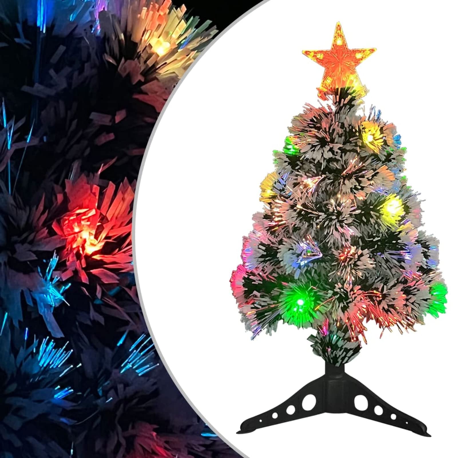 Chusui Árbol de Navidad Artificial LED Fibra óptica, Arbolitos De Navidad, Decoración Navideña, Christmas Tree, Arvore De Natal, Pino Navidad, Blanco Azul 64 cm