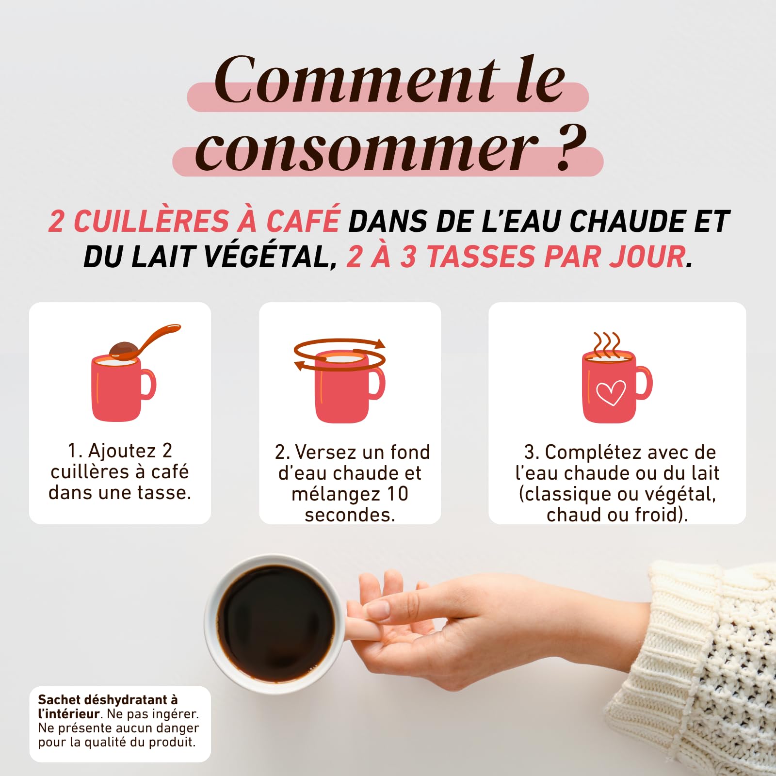 French Mush BOOST - Alternative Café aux Champignons Adaptogènes Bio : Lion’s Mane & Cordyceps - Focus, Énergie & Digestion - Alternative Végétale au Café Soluble - Fabriqué en France - 20 Doses
