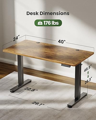 Miniatura 7 de Marsail Escritorio eléctrico de pie de altura ajustable, escritorio de pie para muebles de oficina en casa, escritorio de computadora con 3 ajustes