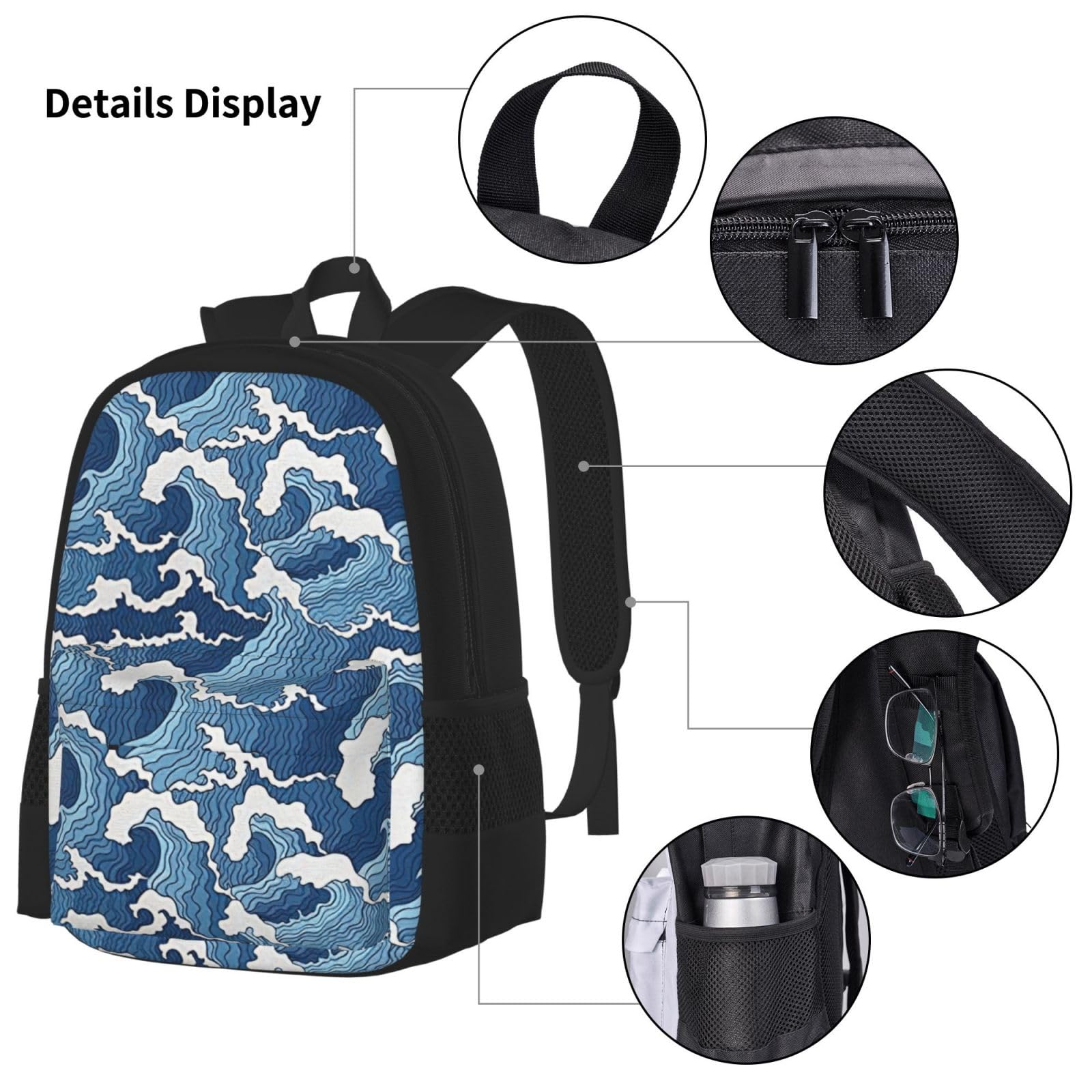 Zaino, borsa portapranzo, astuccio, set da 3 pezzi, per lavoro e