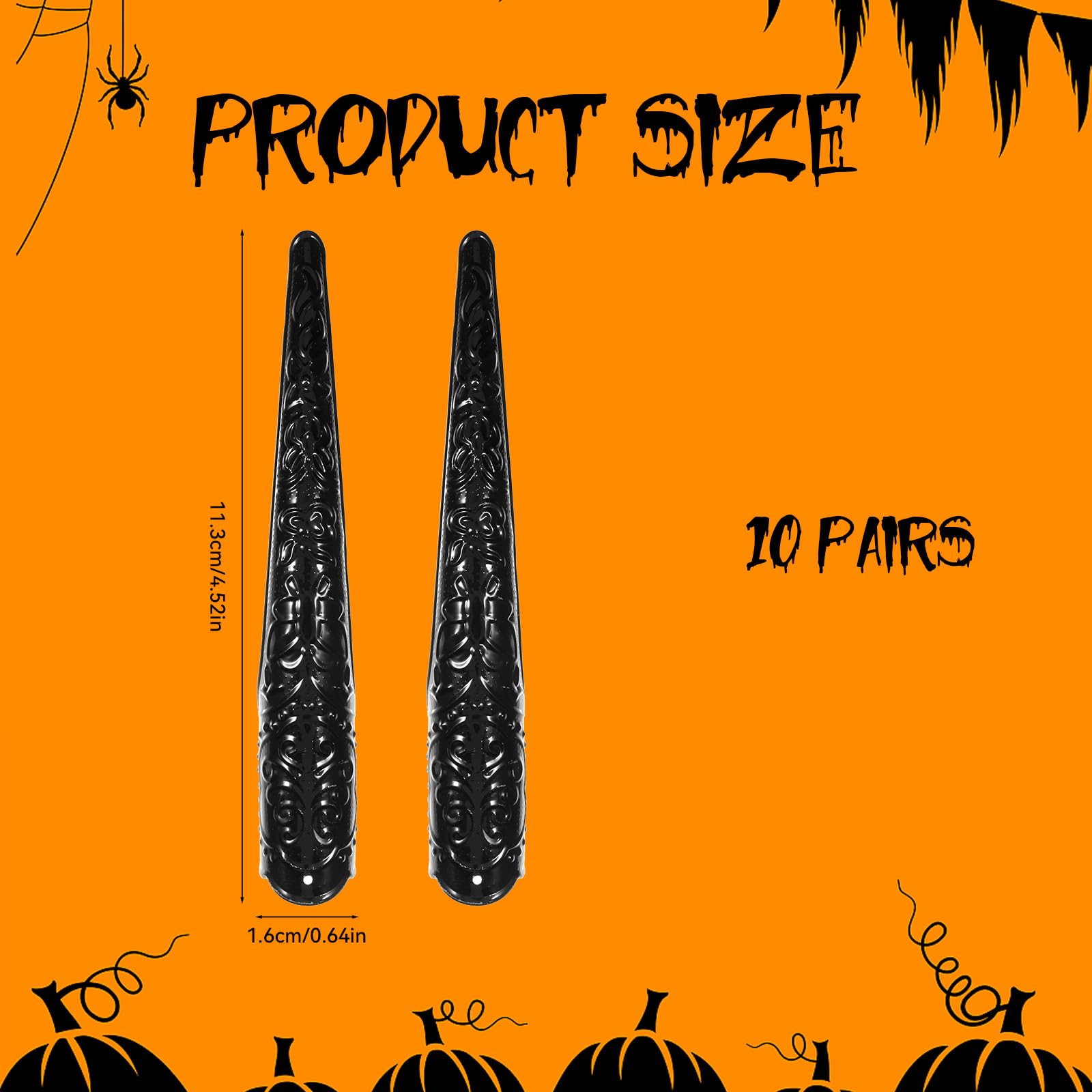Tucnoeu 20 Pcs Black Finger Claws for Halloween Adjustable Claw Rings and Claw Nails for Scary Halloween Costumes Perfect for Cosplay and Gothic Accessories - Image 2