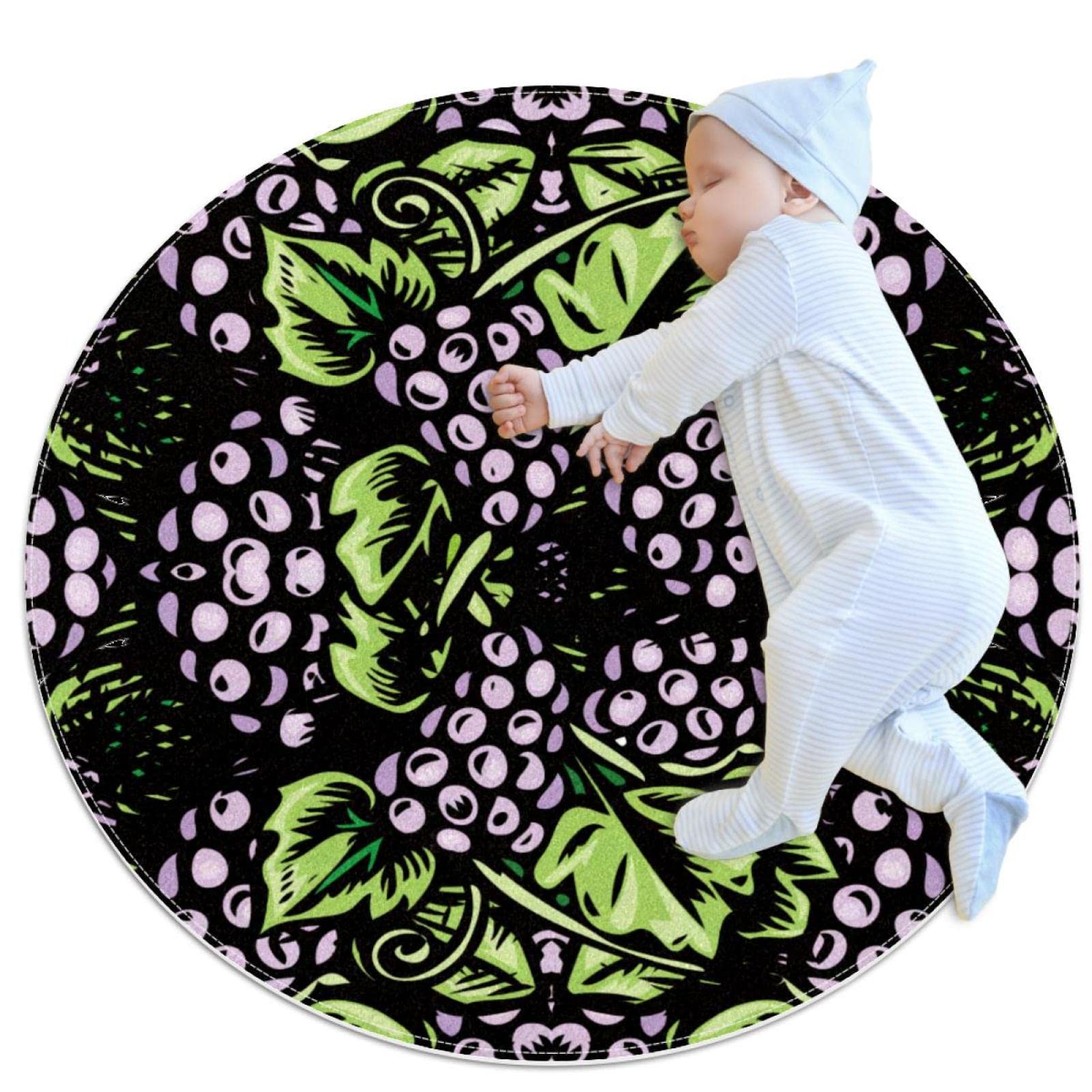 Tapis de bain vintage rond motif raisin pour chambre d'enfant