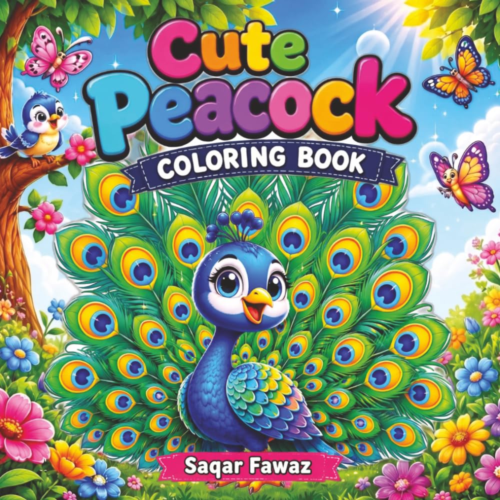 Cute Peacock Coloring Book for Kids: Fun and Easy Coloring Pages for Kids Ages 3-8