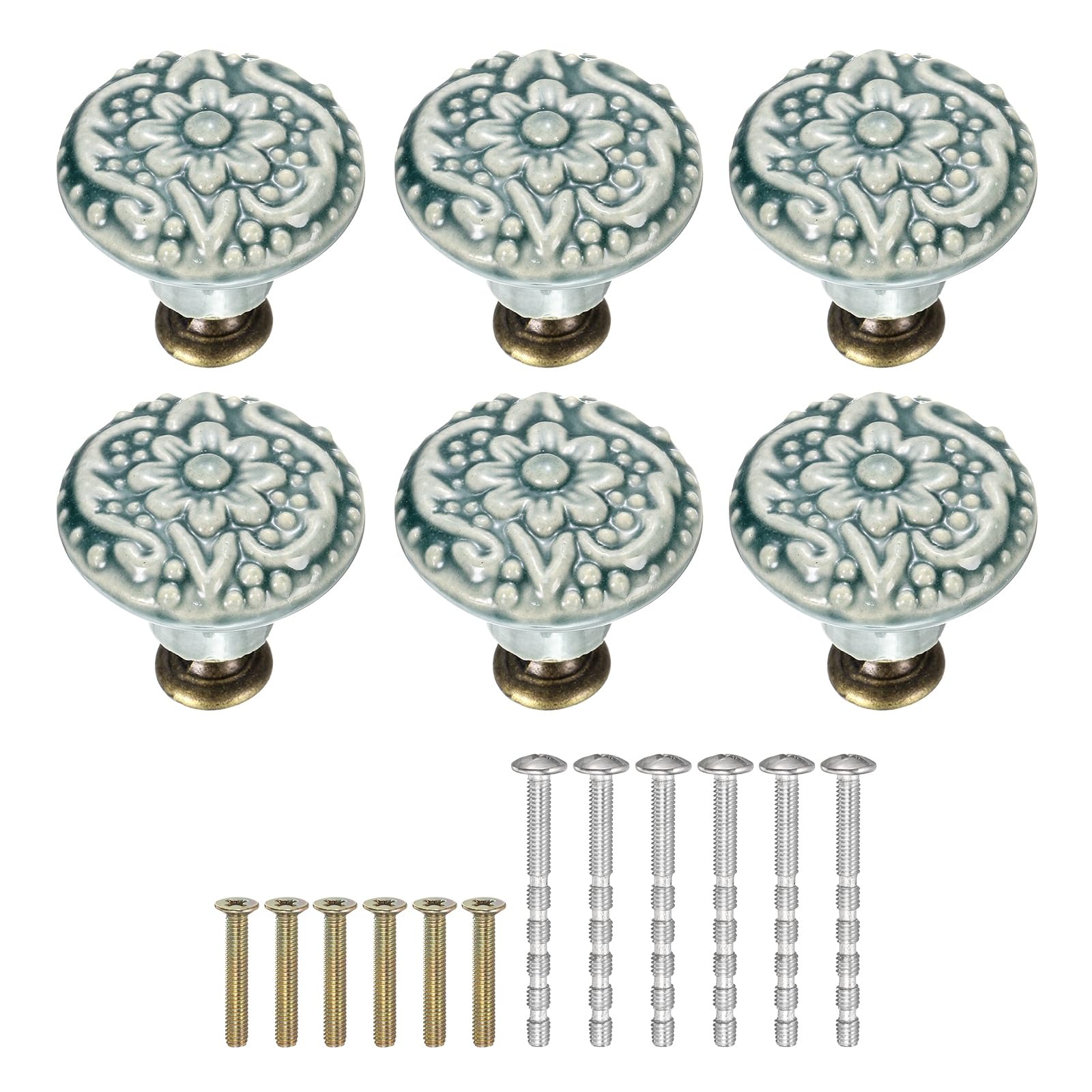 Poignées en céramique à motif floral avec base surélevée pour relooker un meuble-lavabo