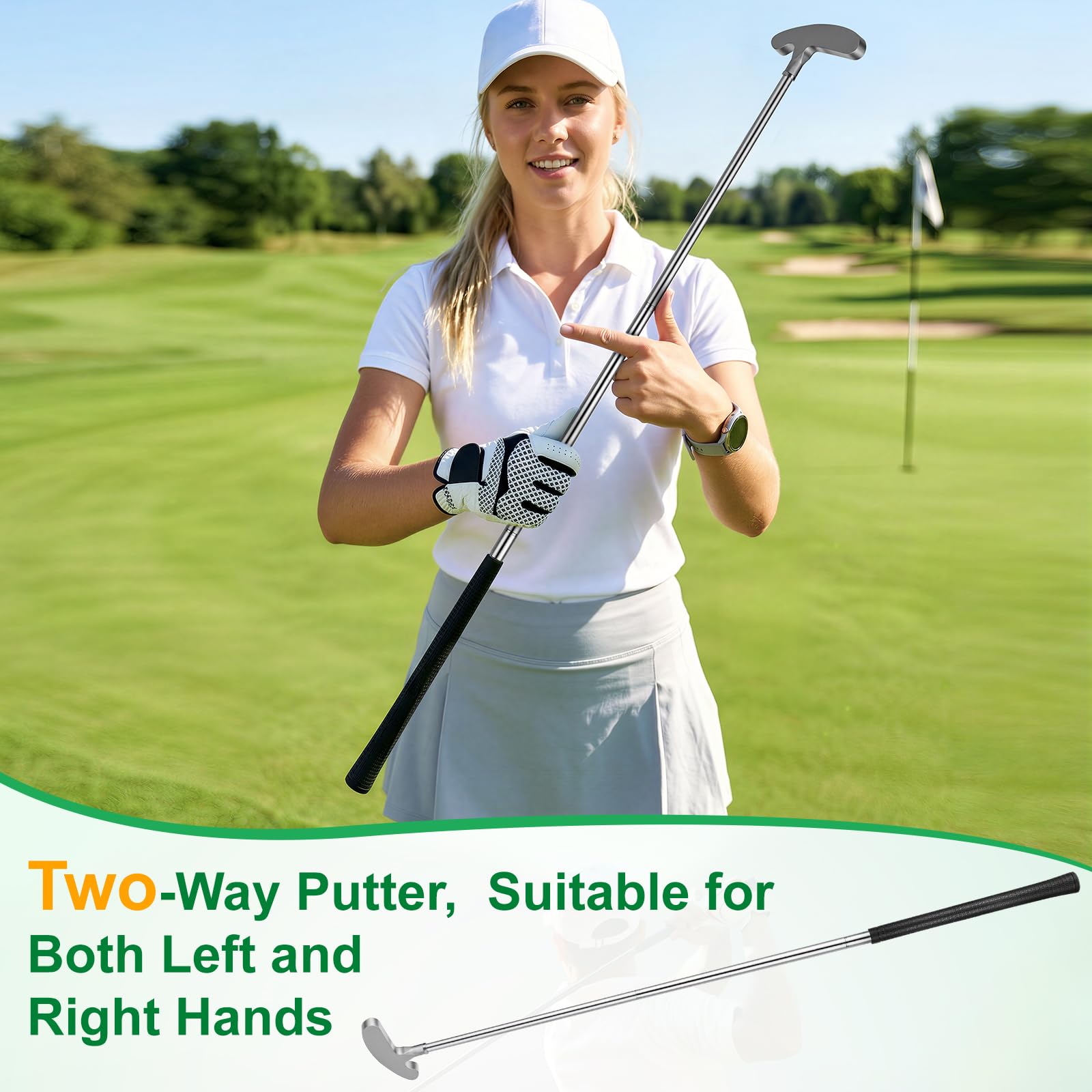 Putter de Golf para Zurdos y Diestros, 85CM Palo de Golf Desmontable con Empuñadura Antideslizante de TPE y Cabeza de Aleación de Zinc, Putter Golf Hombre, Set de Minigolf para Adultos