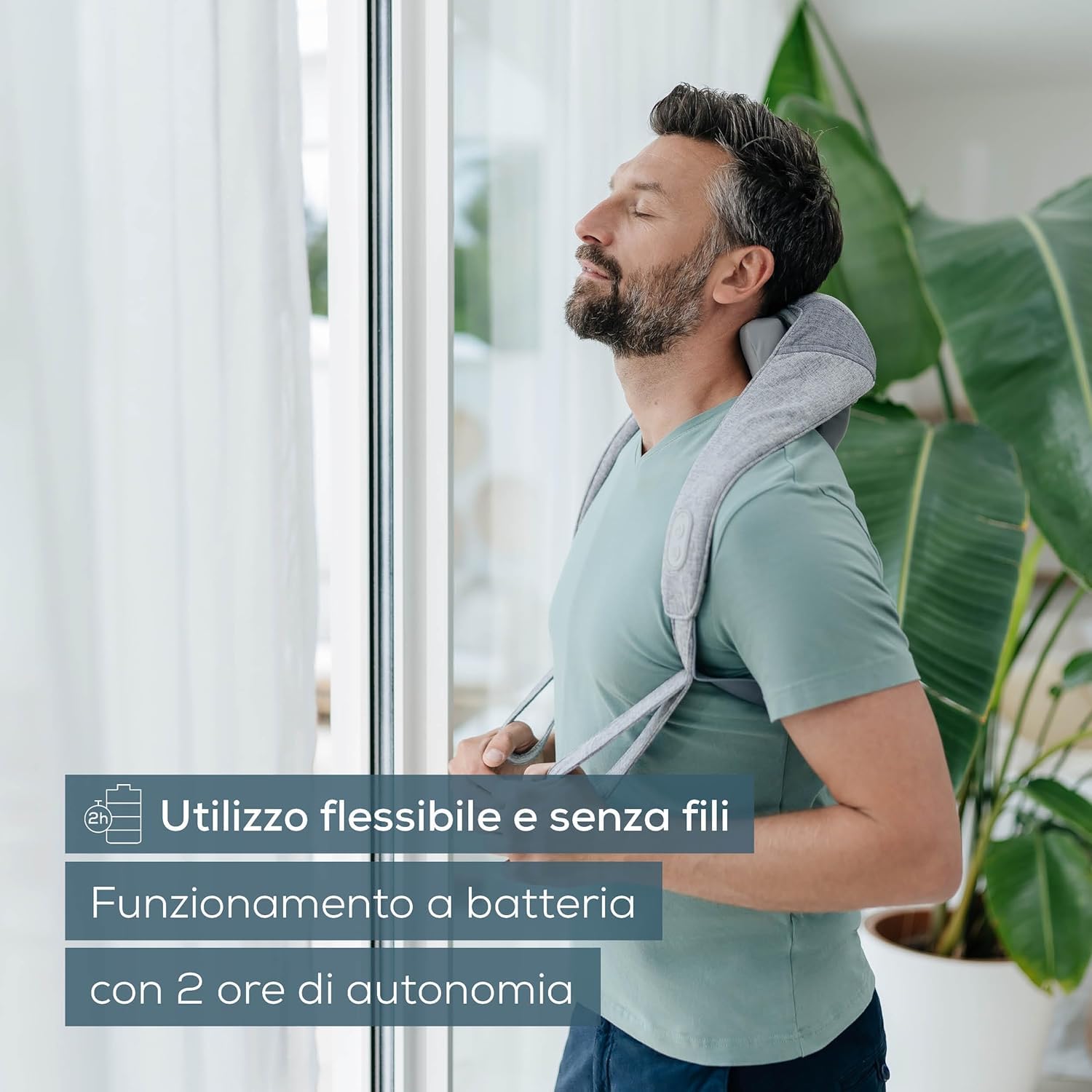 Beurer MG 154 Massaggiatore da Collo Ricaricabile con Funzione Calore, per Spalle e Nuca, Funzionamento Senza Fili fino a 2 Ore, 6 Testine e simulazione manuale, 2 Livelli di Intensità, Lavabile