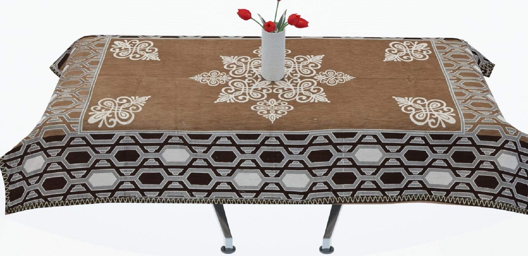 Multitex Heavy Velvet Chenille Table Cover and Table Cloth for Center Table Pack of 1