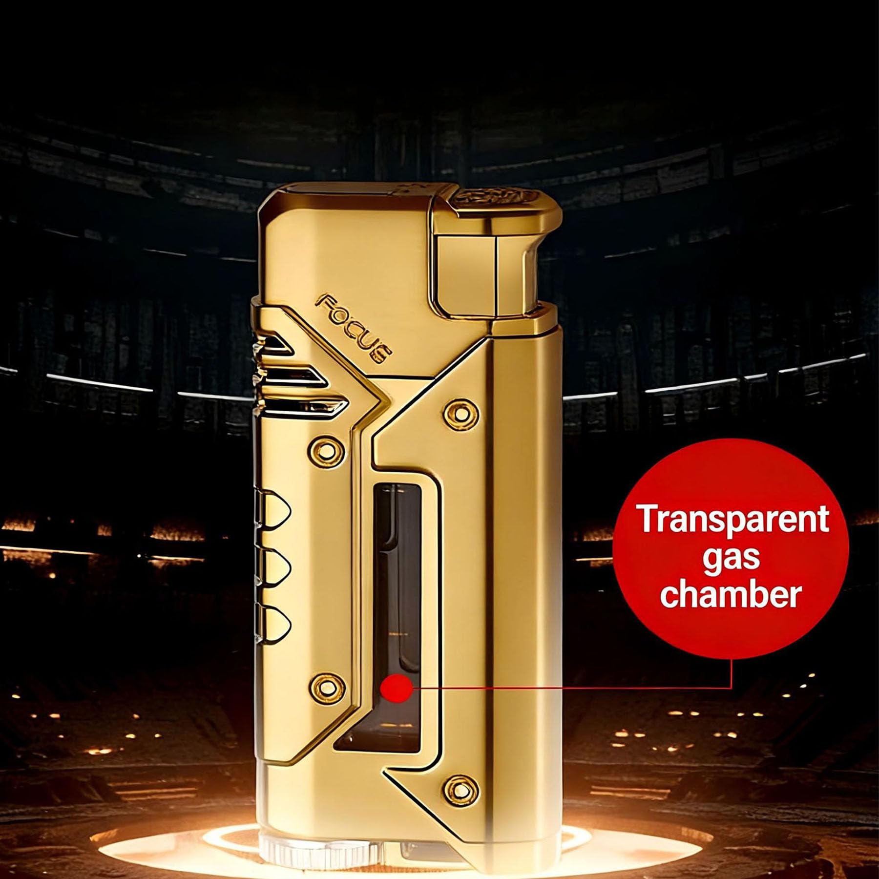 Mechero de metal resistente al viento, llama de chorro ajustable, recargable con combustible visible, perfecto para uso en exteriores por hombres y mujeres