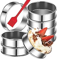 Vista 1 de DATANYA 8Pack 4 Inch English Muffin Rings, Stainless Steel Double Rolled Tart Rings, Round Metal Cooking Pastry Ring Molds for Baking