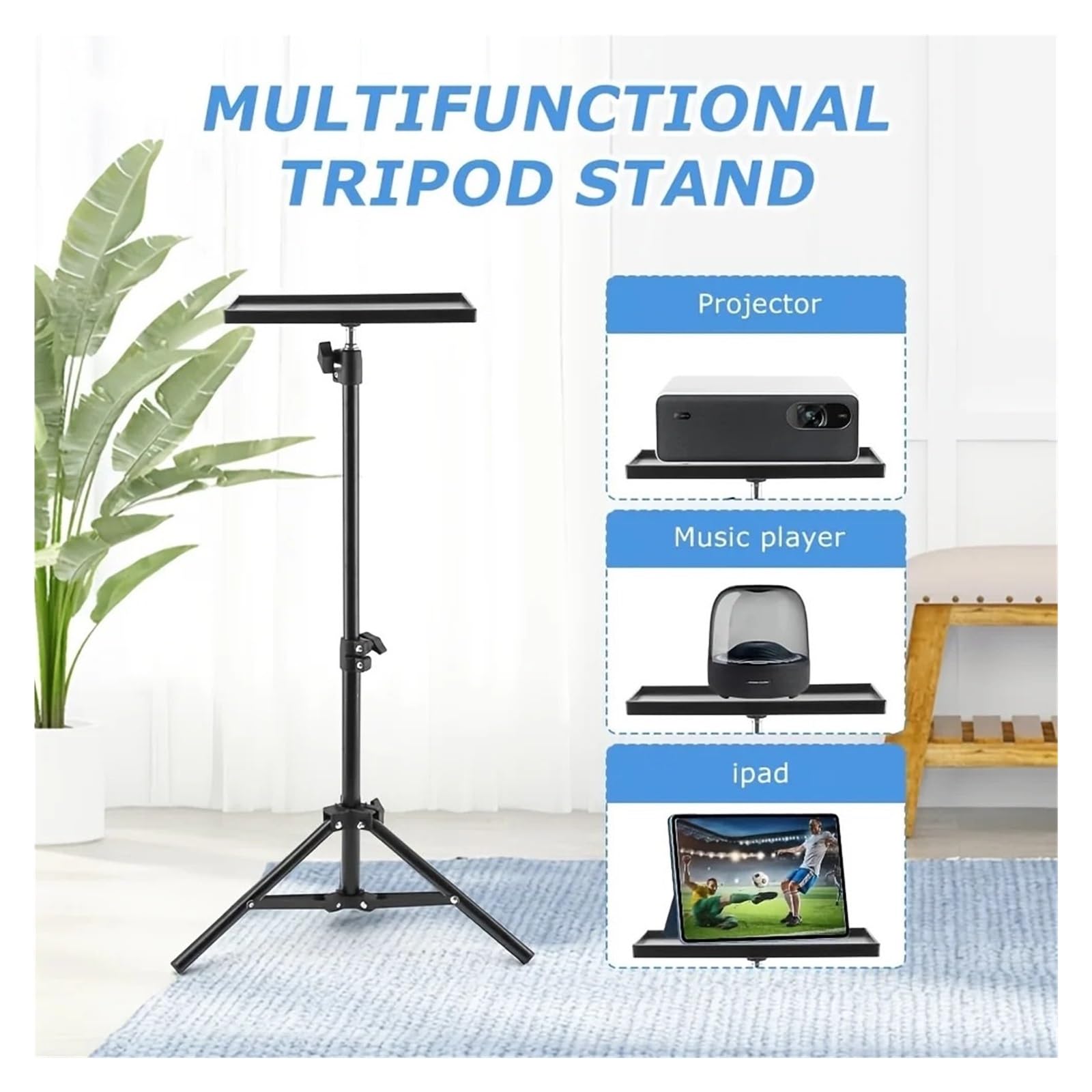 Mehrzweck-Projektor- Und Laptop-Stativständer | Verstellbare Höhe von 21–47 Zoll for DJ-Equipment, Outdoor/Büro/Zuhause/Bühne