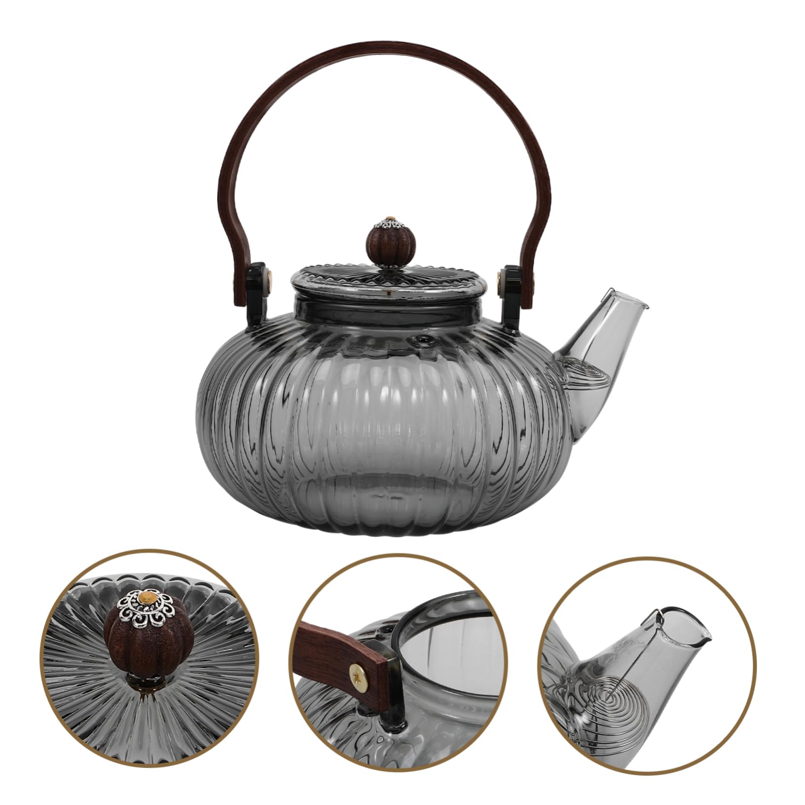 ULTECHNOVO 2piezas Tetera De Vidrio Con Asa Para Infusiones De Té Suelto Para Casa y Oficina Diseño Elegante y Práctico