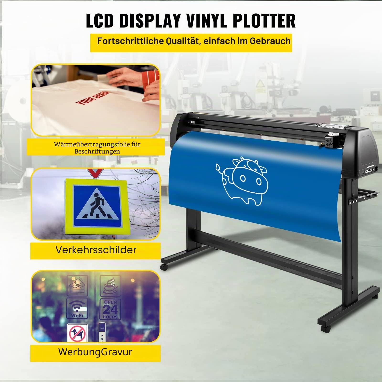 VEVOR Vinyl Schneideplotter 1350 mm, Folienschneider Max. Schnittbreite 1260 mm, Plottermaschine Schnittgeschwindigkeit 800 mm/s, Folienplotter mit Signcut & Signmaster, Hobbz Plotter, 25 kg…