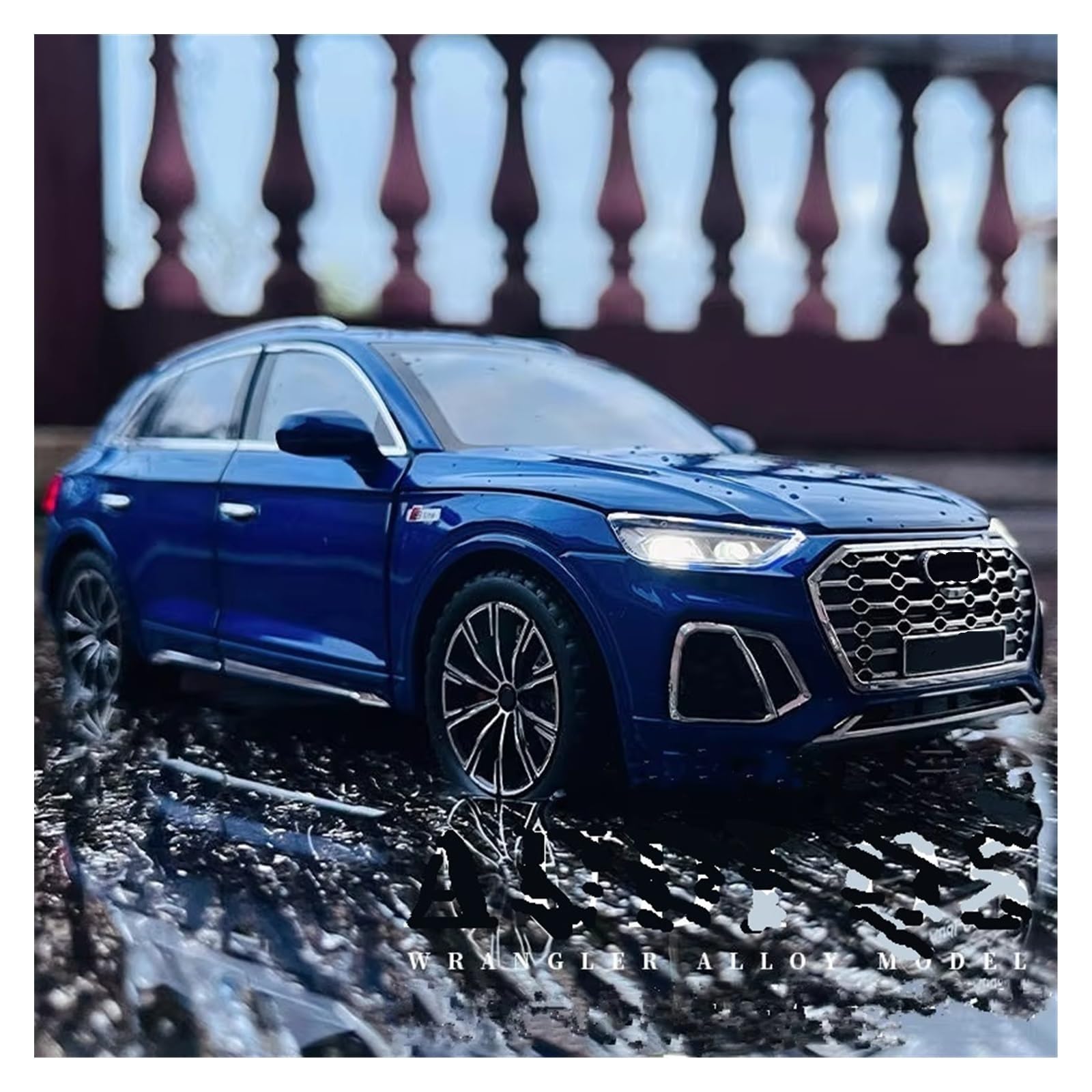 Model samochodu ze stopu odlewanego ciśnieniowo 1:24 do SUV Q5, kolekcja zabawek ze światłami i dźwiękami. (czarny, bez pudełka)