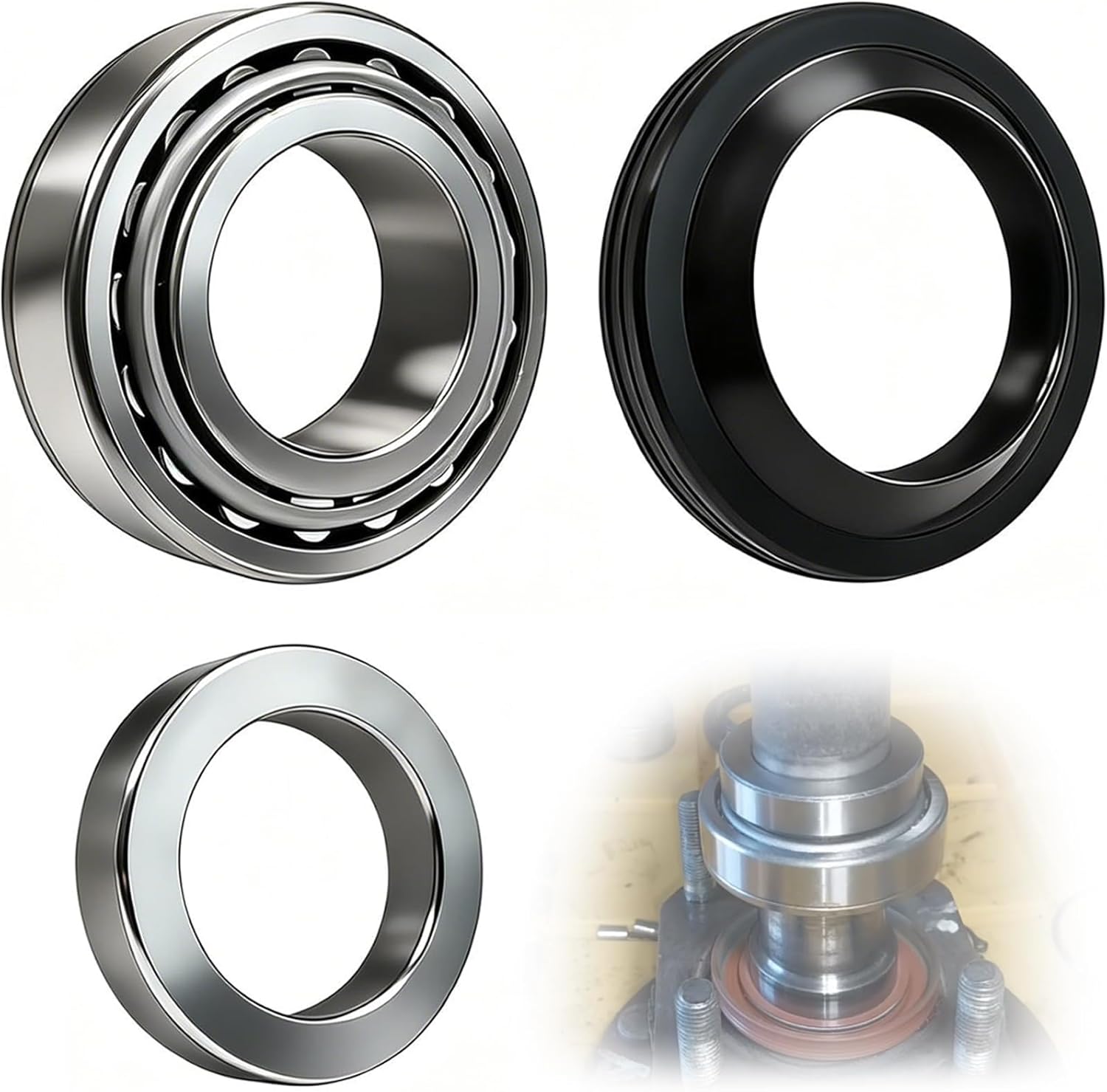 1 Set Rear Axle Shaft Wheel Bearing Inner Spacer Oil Differential Seal Kit Compatible with Nissan Titan 2004-2007 with Nissan Frontier 2005-2017 with Nissan Xterra 2006-2015 Replace 43252-7S200 43070