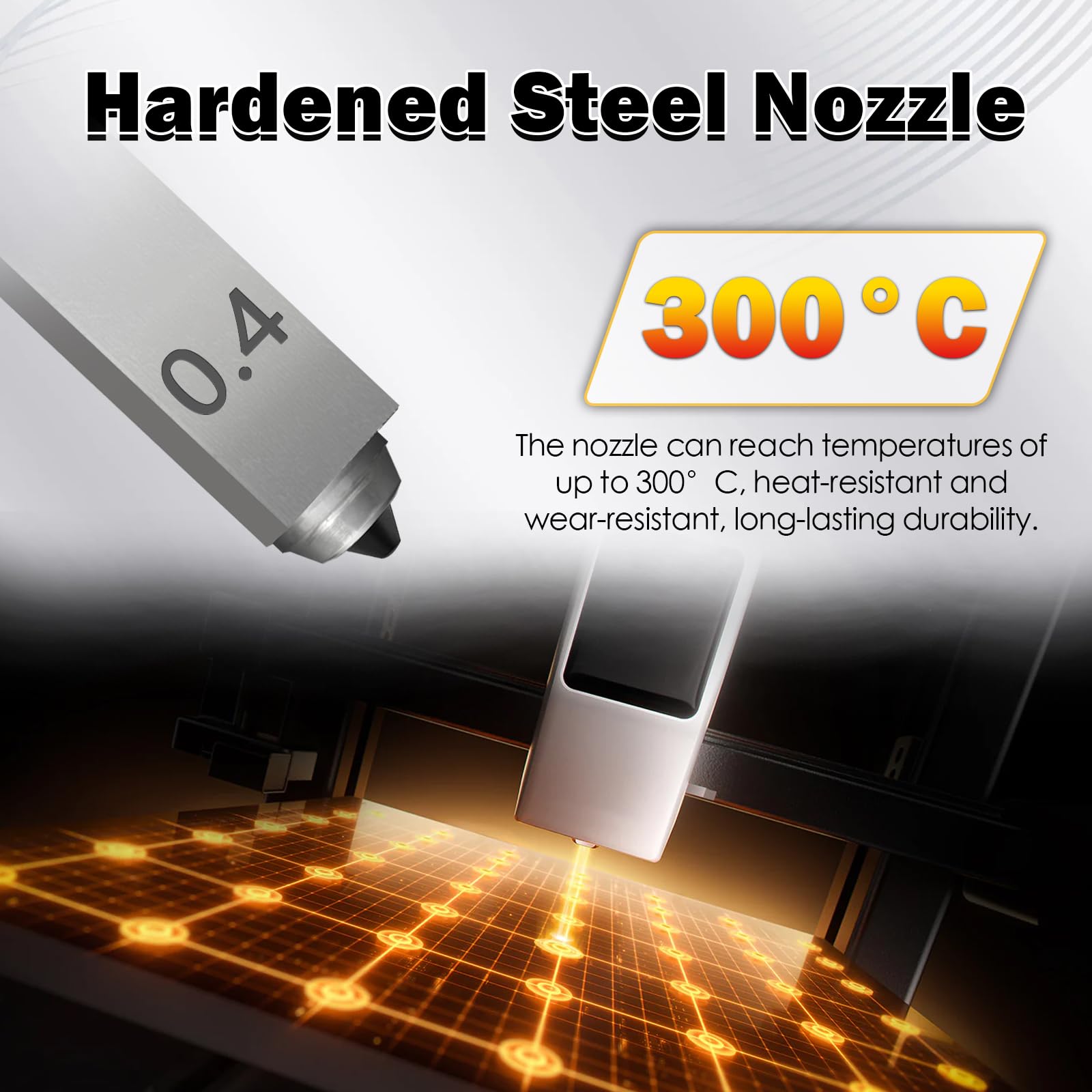 Kobra X 0.4MM Hotend Heizungsbaugruppe Kit Hot End Extruder Druckkopf | Kühlkörper Zirkonoxidkeramik Dehnungsmessstreifen für Anycubic 3D-Drucker mit 3 Gehärtetes Stahldüse & 1 Silikonhülle