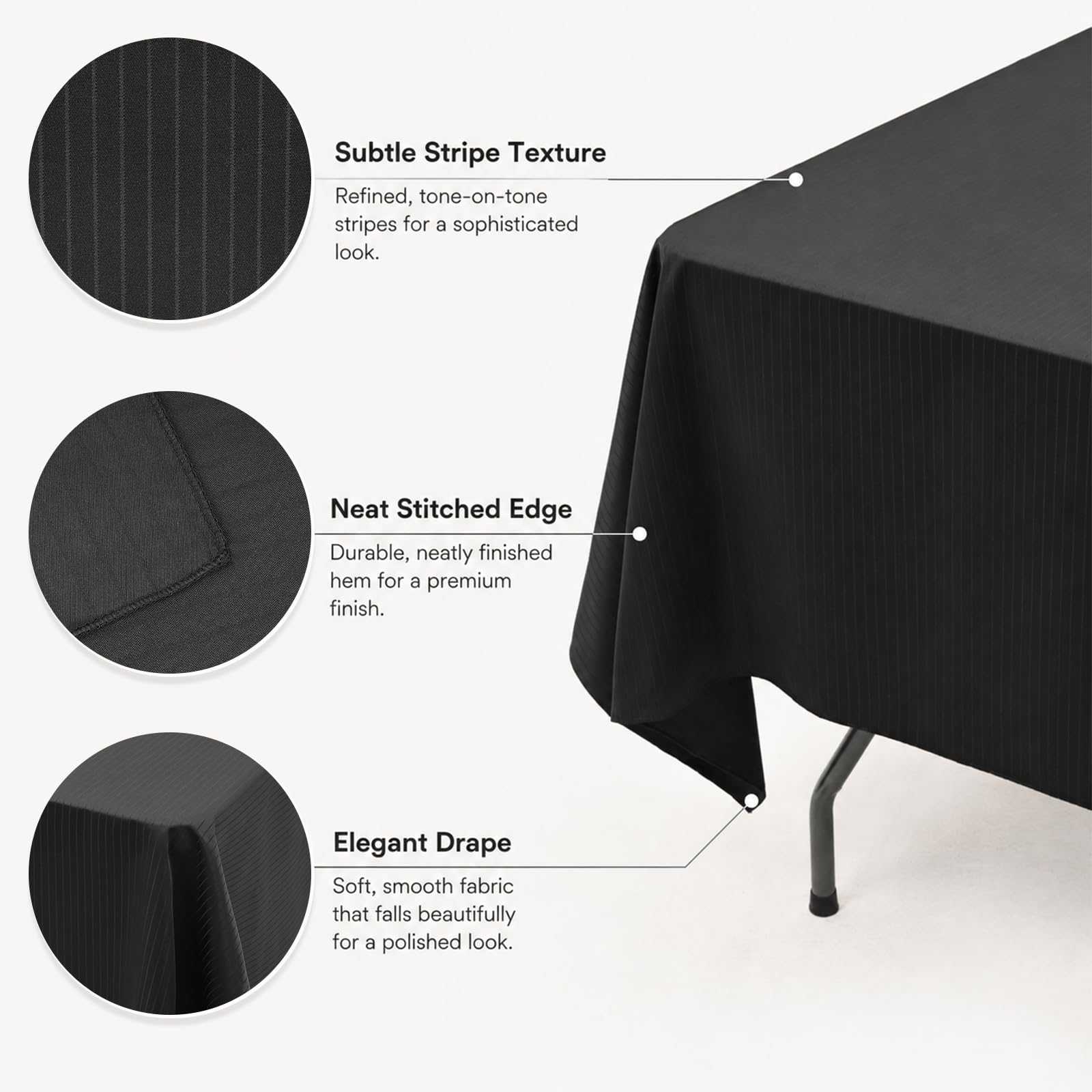 Lot de 4 nappes rectangulaires noires en polyester 153 x 260 cm