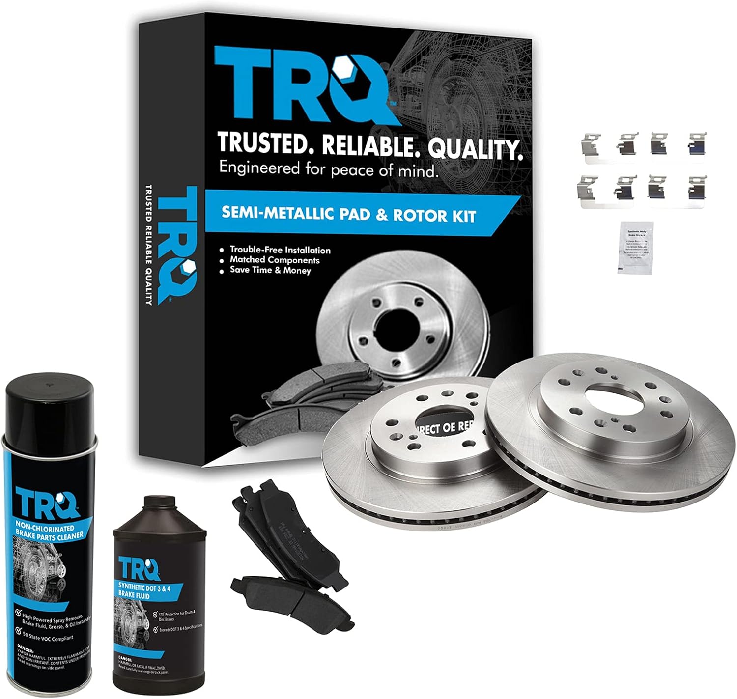 TRQ Front Brake Pad & Rotor Kit Semi-Metallic Compatible with 08-20 Cadillac 07-20 Chevrolet GMC