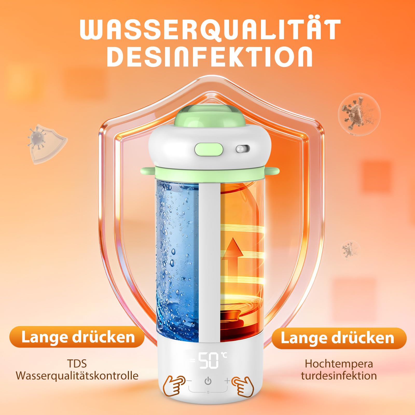 Chauffe-Biberon Portable ±1°C, Réchauffeur de Lait 500ml | Chauffe en 3 min, autonomie 8h, modes TDS & stérilisation, anti-fuite anti-sèche sans BPA idéal nomade