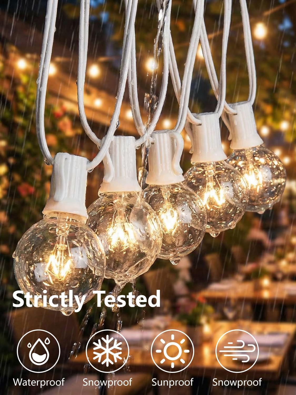 25 Pack G40 Light Bulbs Replacement,1.5 Inch 5 Watt Clear Globe Light Bulbs with E12/C7 Candelabra Base for Outdoor String Lights, Indoor Patio Garden Decor