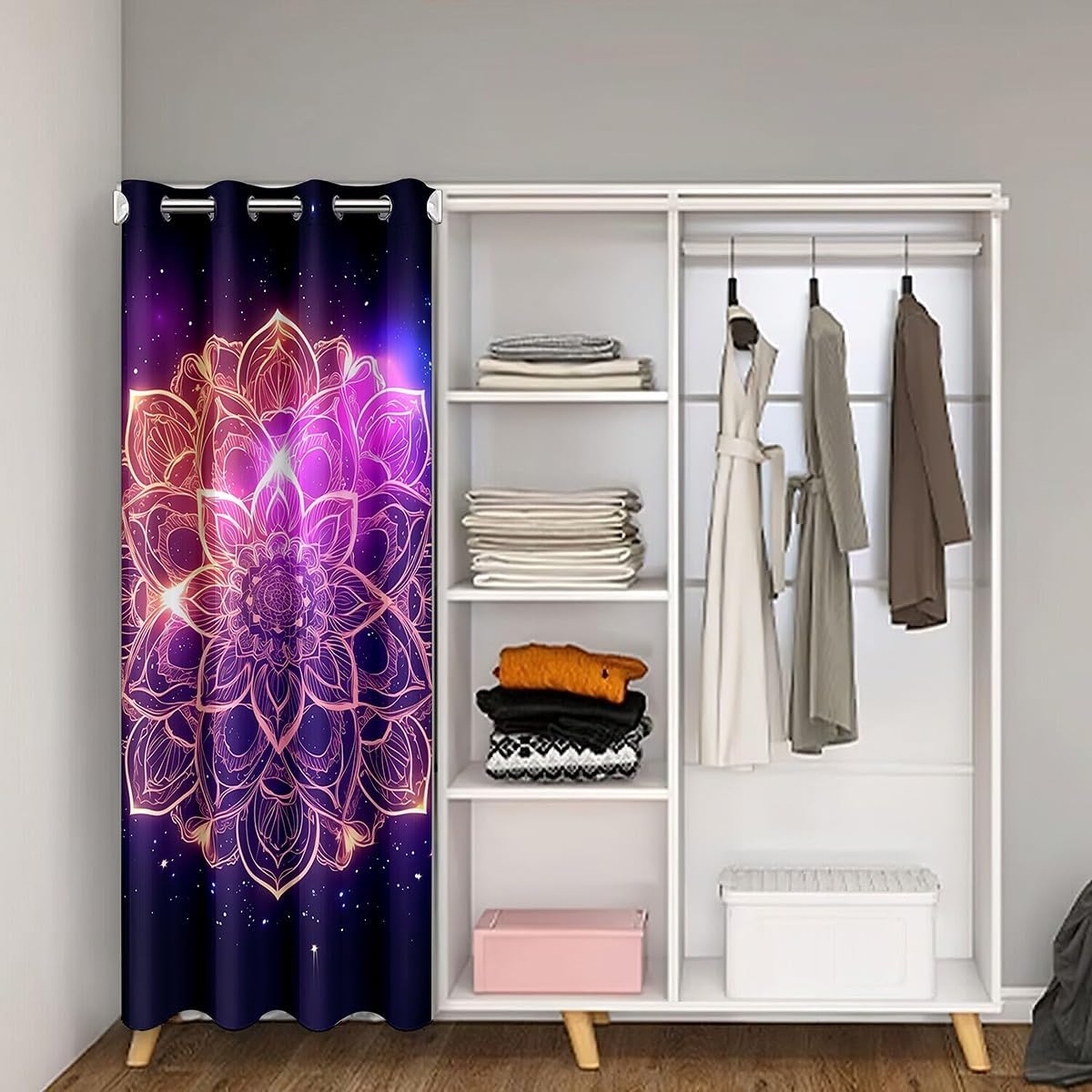 Feelyou Boho Galaxy Doorway Curtain Privacy 1 Panel, 42"x84" Kids Outer Space 30%-50% Blackout Insulated Thermal CurtainEuropean Floral Door Cover Curtain Starry Sky Window Treatments