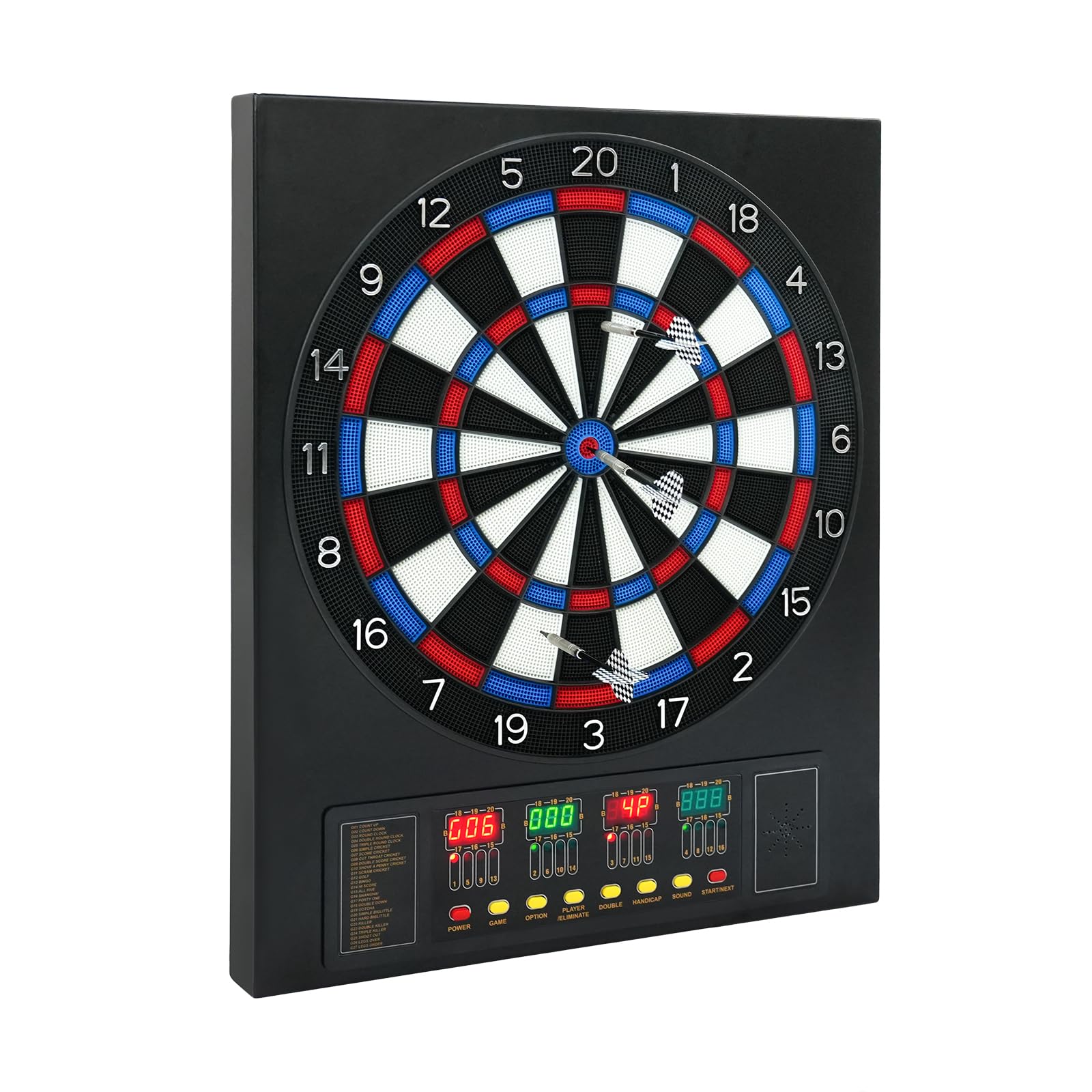 Diana electrónica con voz, pantalla 4 LED y 12 dardos, 27 categorías de juego para 1 a 16 jugadores