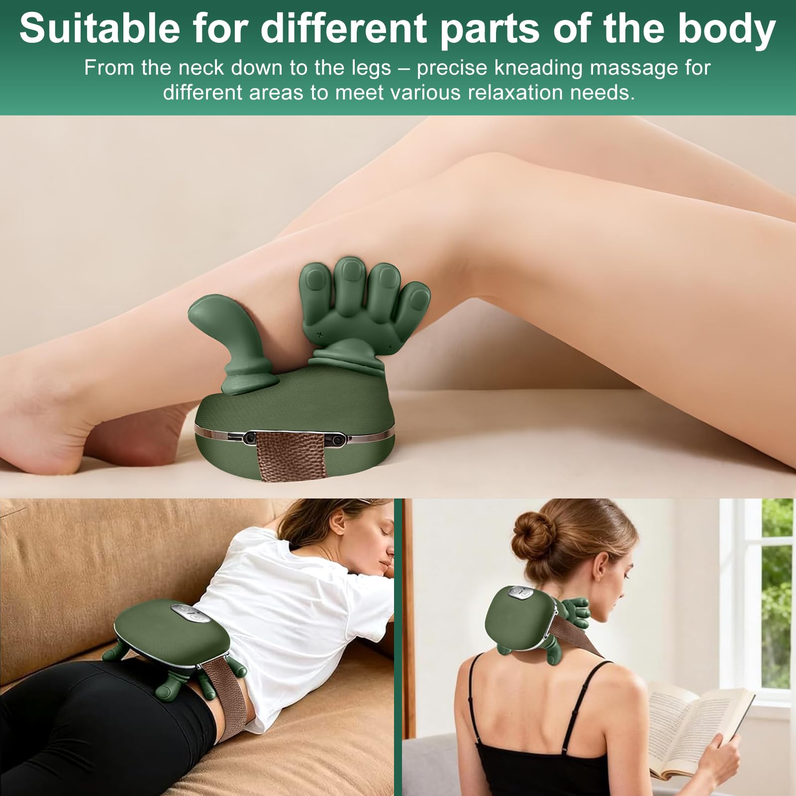 Masajeador Cervical 4D Sin Cables con Calor, Calentador de Cuello, 3 Niveles de Intensidad y 2 de Calor, Alivia Dolores de Cuello y Hombros, Recargable USB-C para Casa, Oficina y Viajes