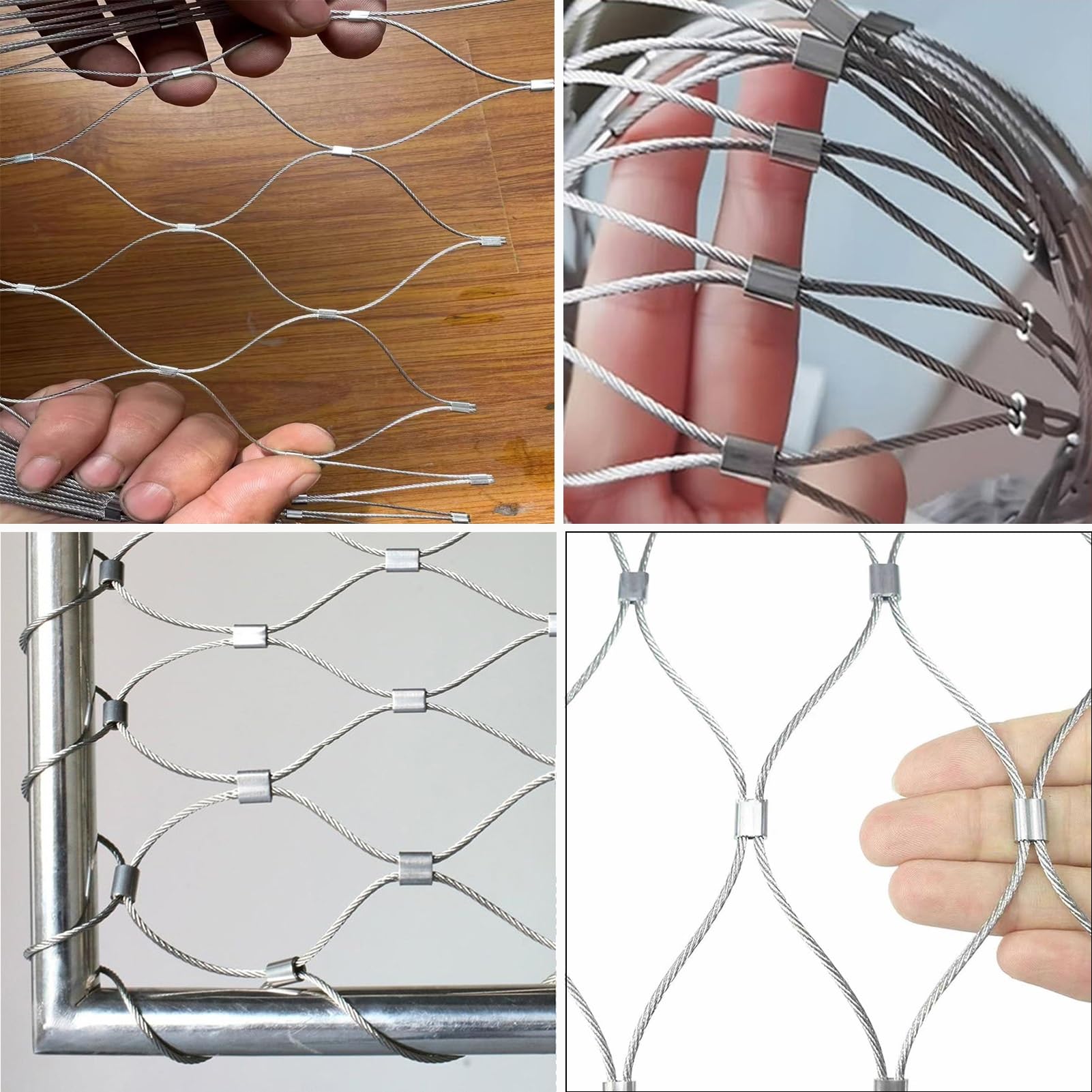 304 Inless - Rete flessibile per balcone, in acciaio, 6 cm, 1,5 mm, 2,5 x 6 m, anti-caduta Seilnetz, per proteggere da esterni