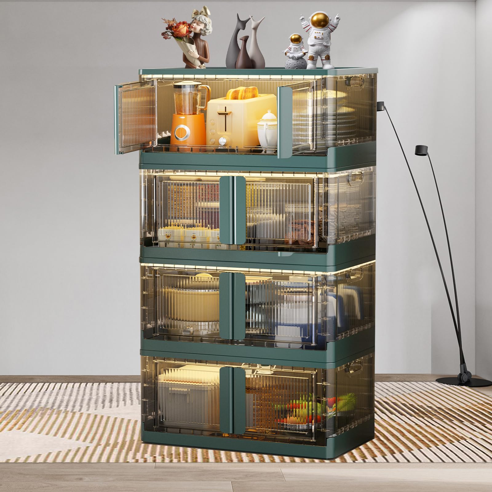 Boîte de rangement multifonctionnelle pliable en plastique avec couvercle 19 gal