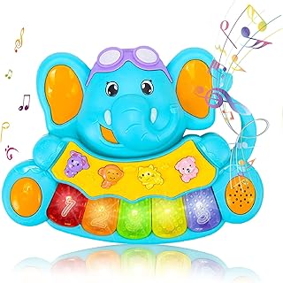 Baby Piano Toys 6 to 12 Months Early Learning Baby Girl Toys 6 to 12 Months Elephant Piano Keyboard Toys Infant Toys for 6-12-18 Month Light Up Music Baby Toys Infant Gifts for 1 Year Old Boys Girls