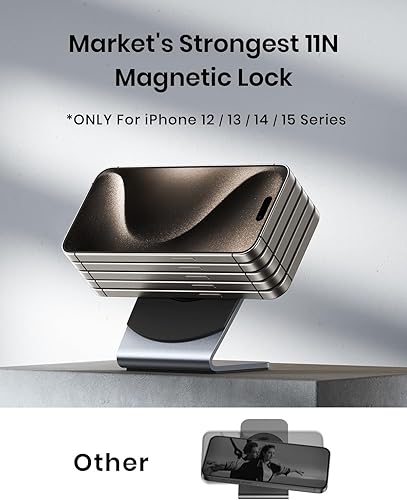 Miniatura 5 de INIU Cargador inalámbrico, soporte magnético de carga rápida de 15 W, estación de carga inalámbrica esencial de viaje con luz adaptativa para